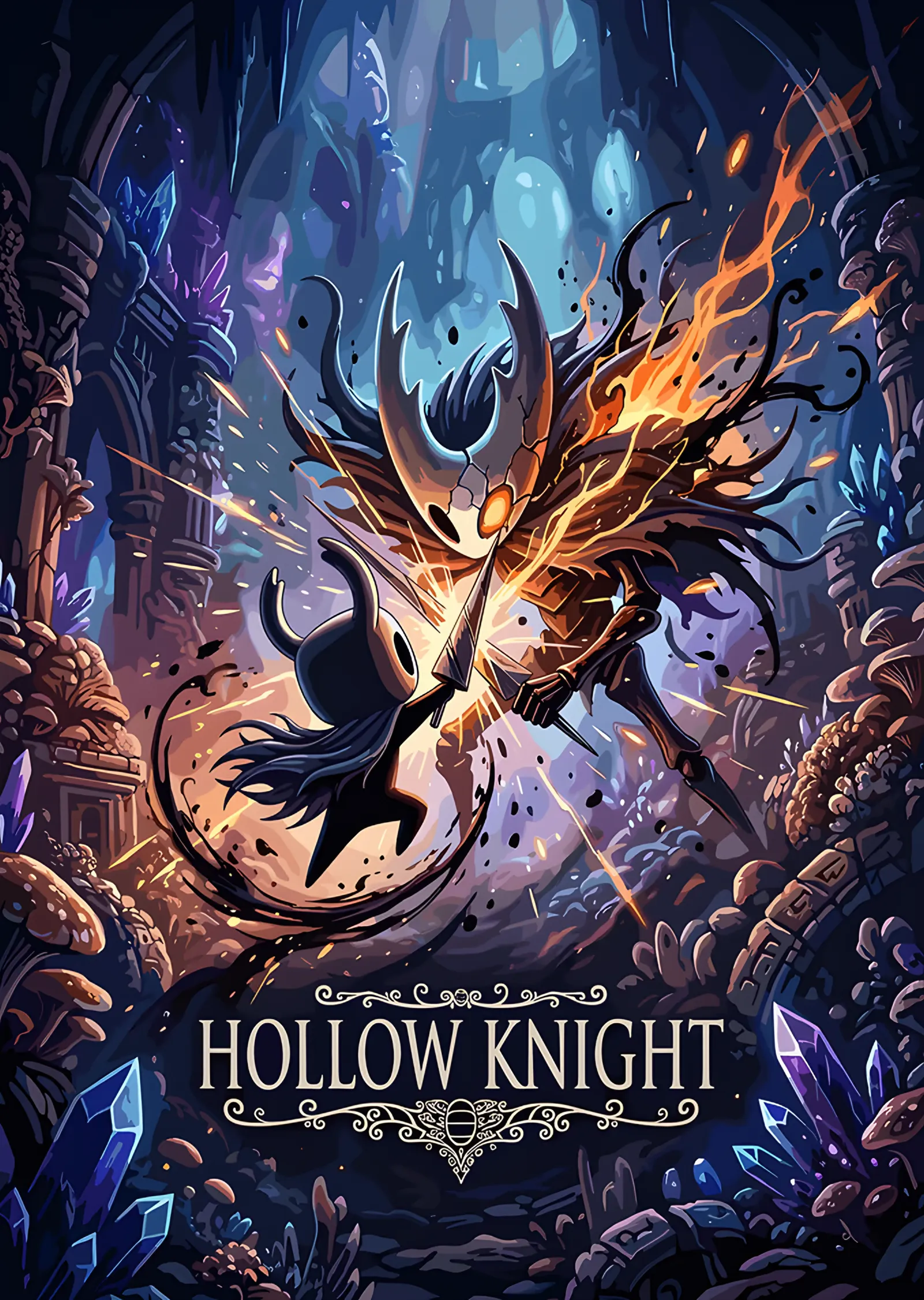 Hollow Knight: Kristal Mağarada Alevli İğne metal tablo