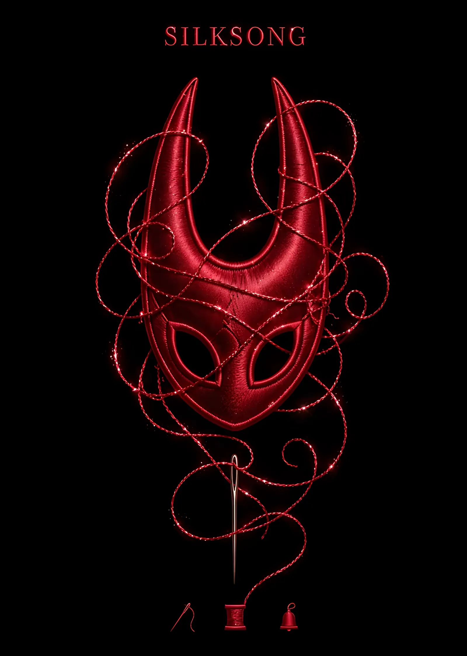 Hollow Knight Silksong: Kızıl İpek Maske metal tablo