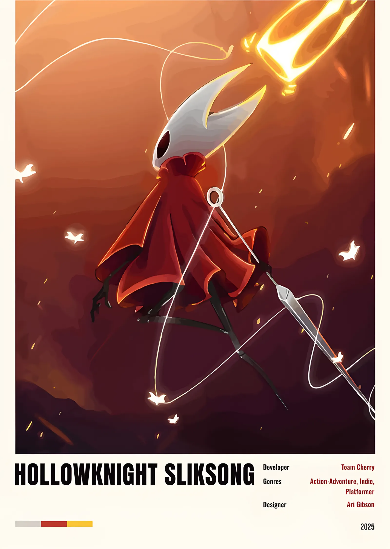 Hollow Knight Silksong: Kızıl Zeminde Hornet metal tablo