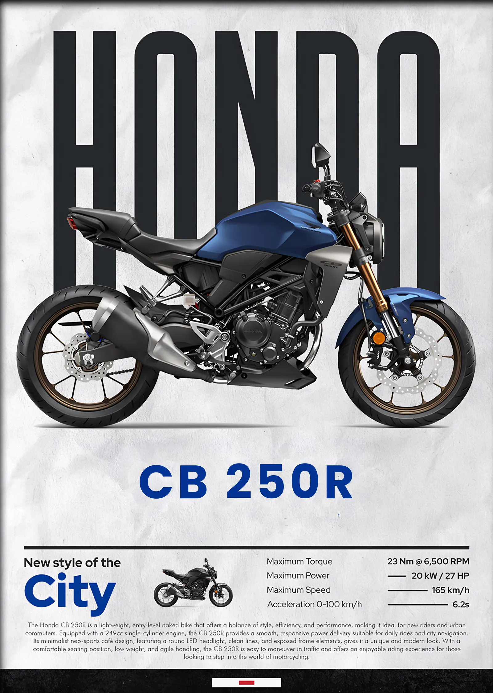 Honda CB 250R metal tablo
