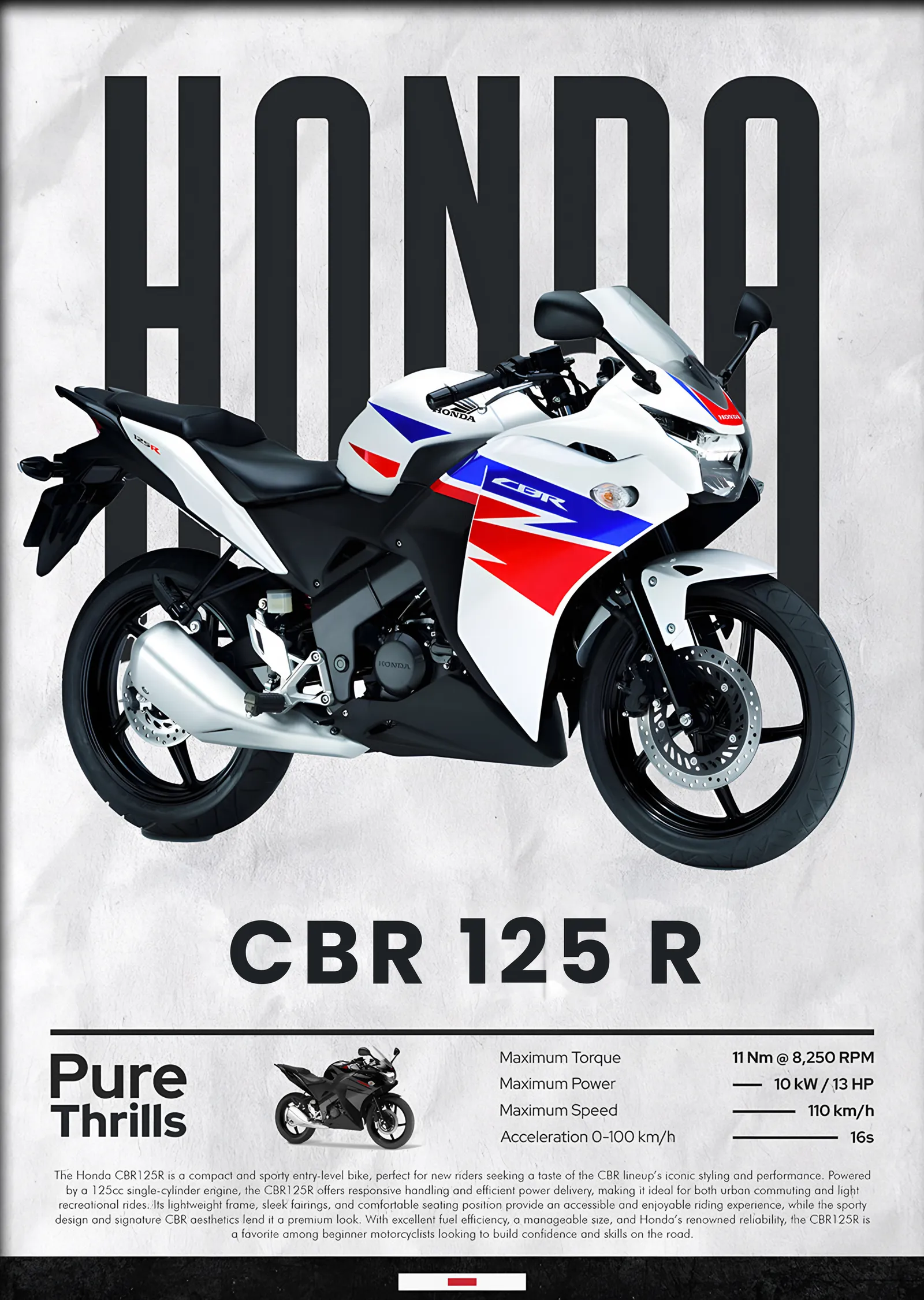 Honda CBR 125R metal tablo