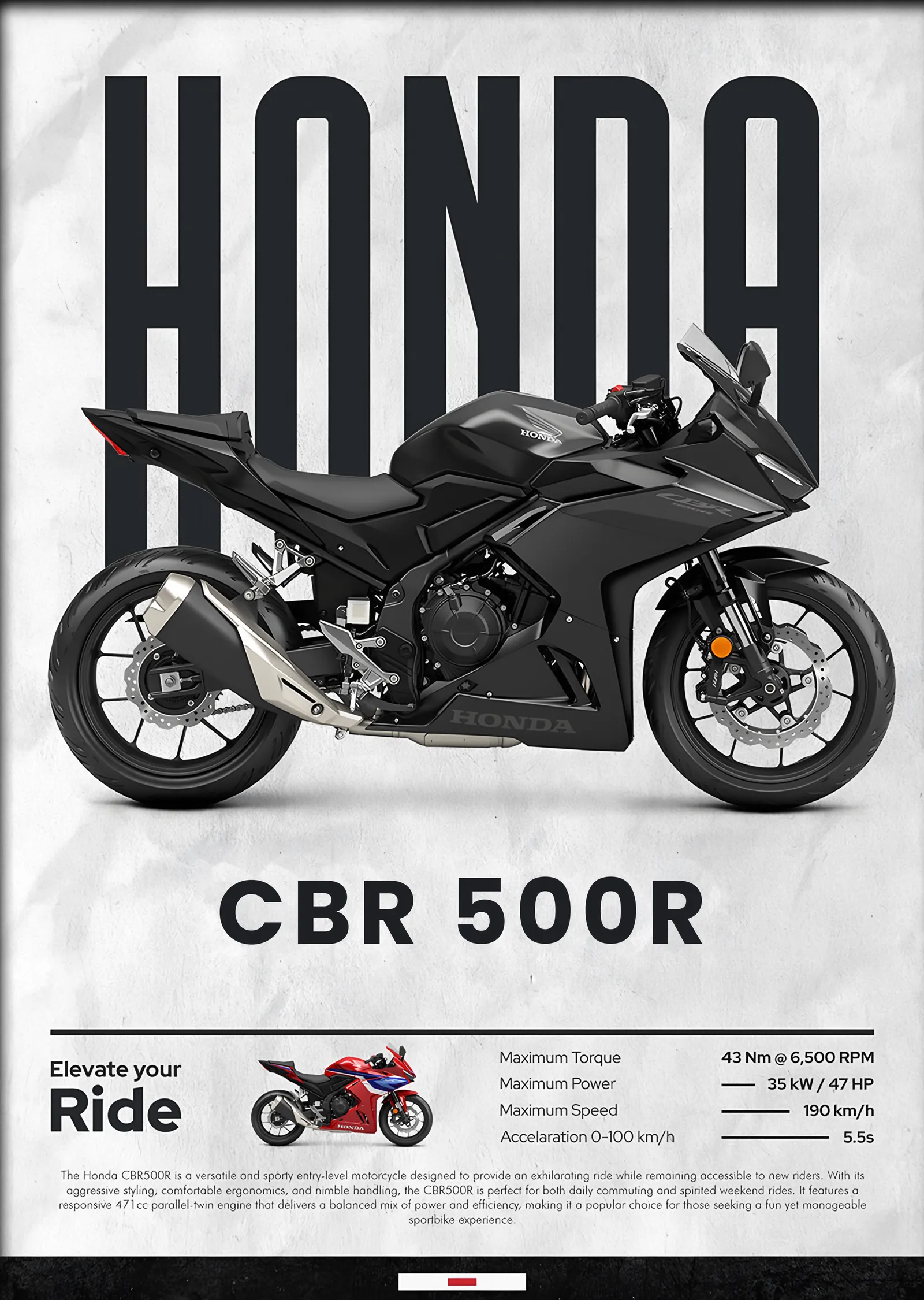 Honda CBR 500R metal tablo