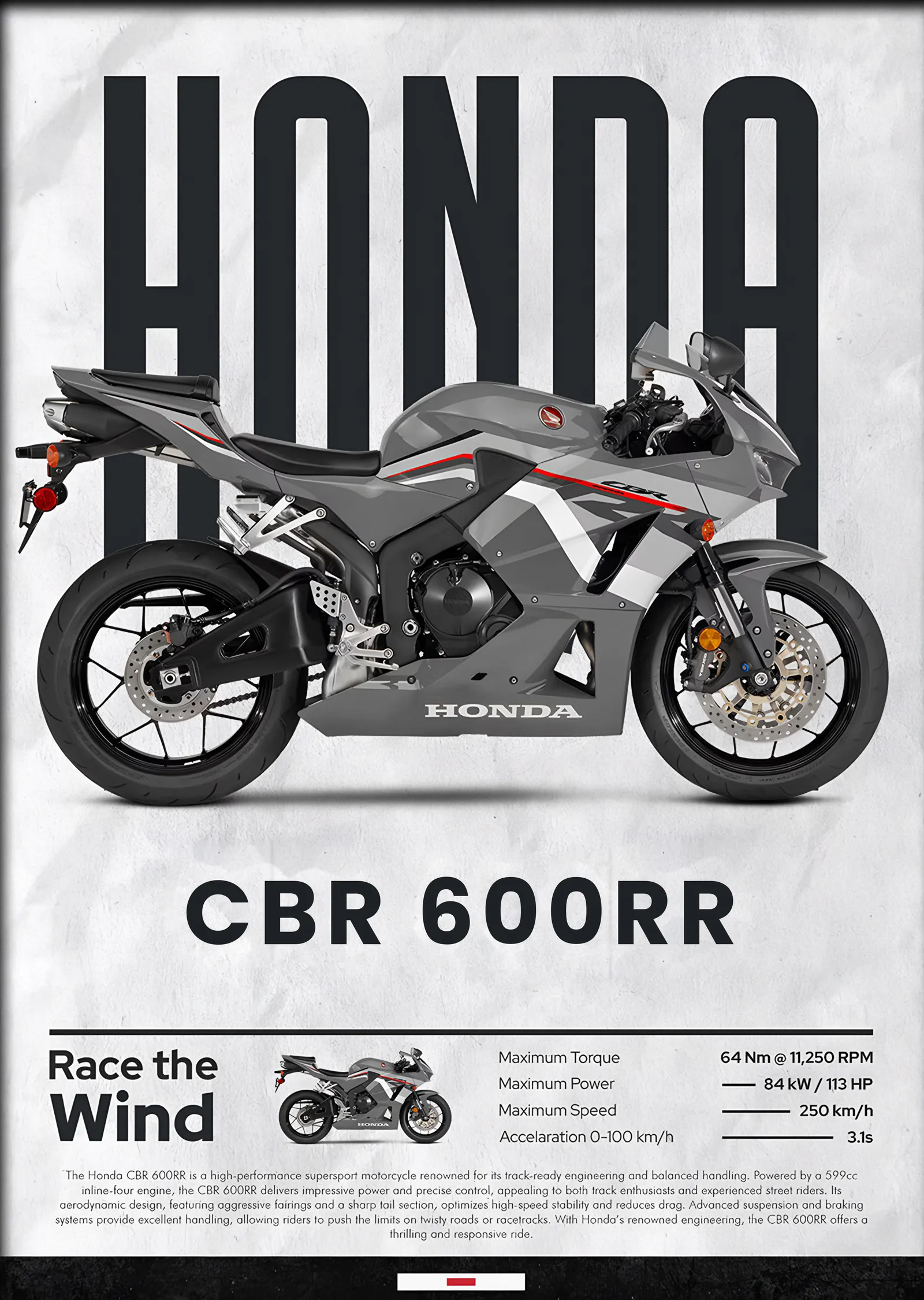 Honda CBR 600RR metal tablo