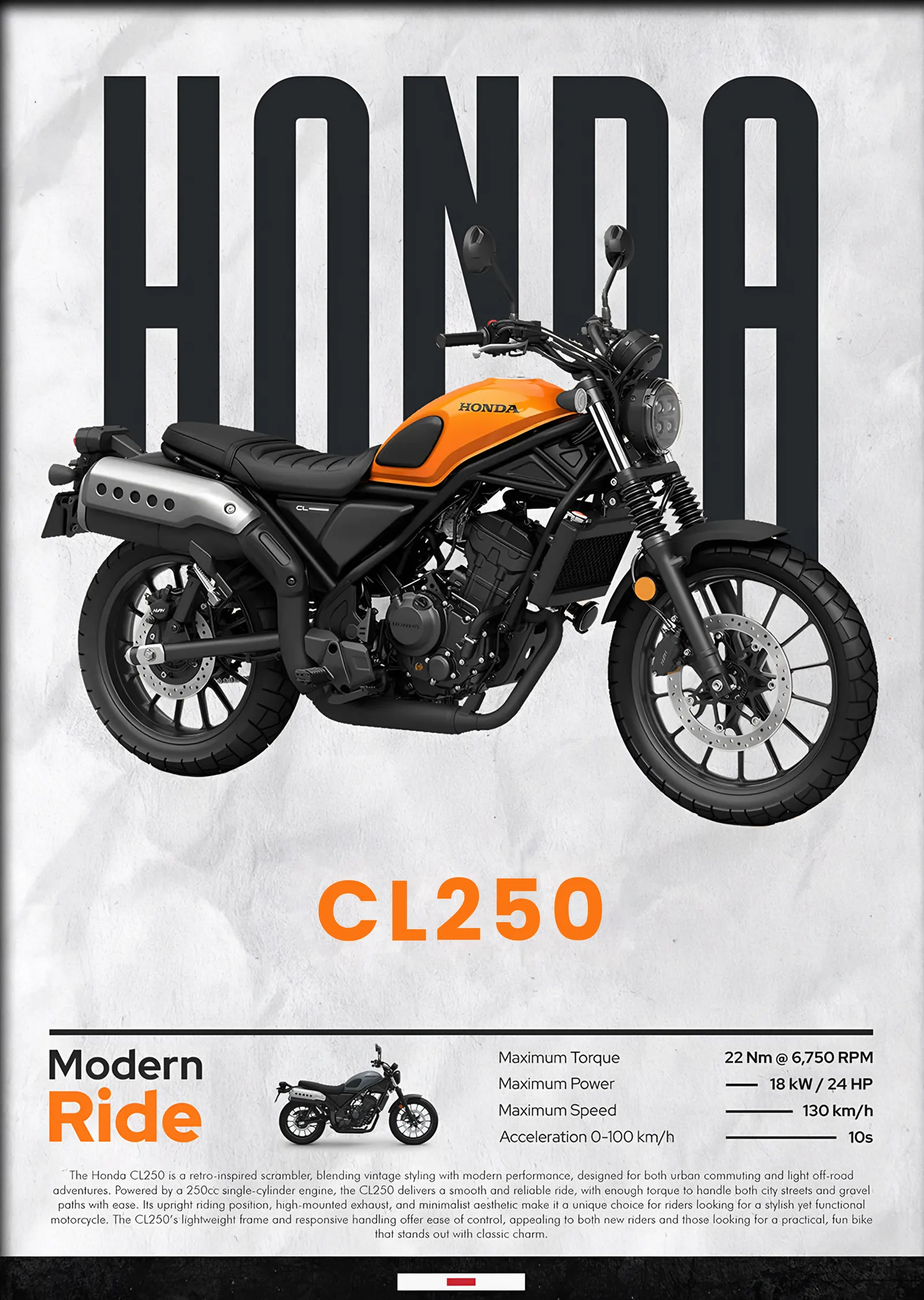 Honda CL250 metal tablo