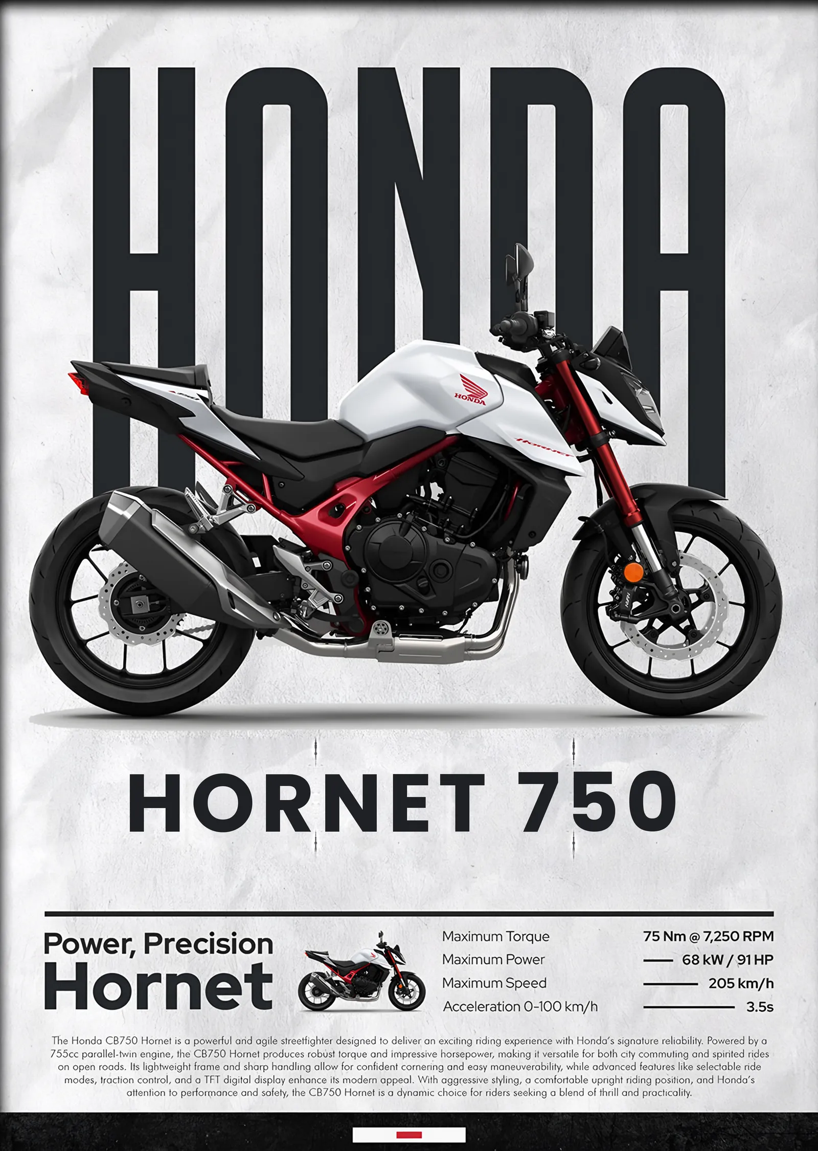 Honda Hornet 750 metal tablo