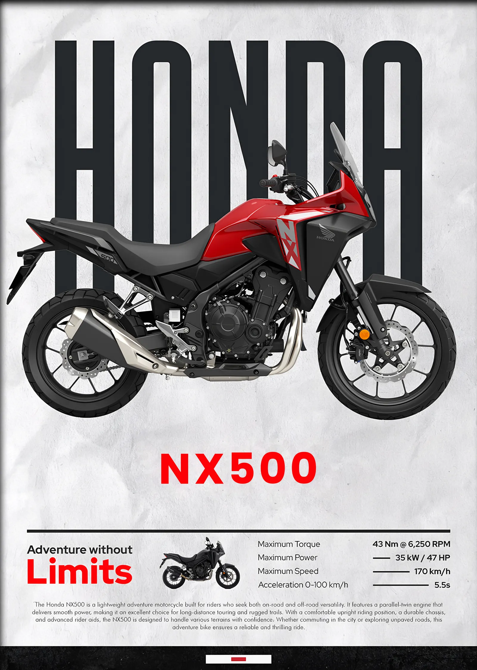 Honda NX500 metal tablo
