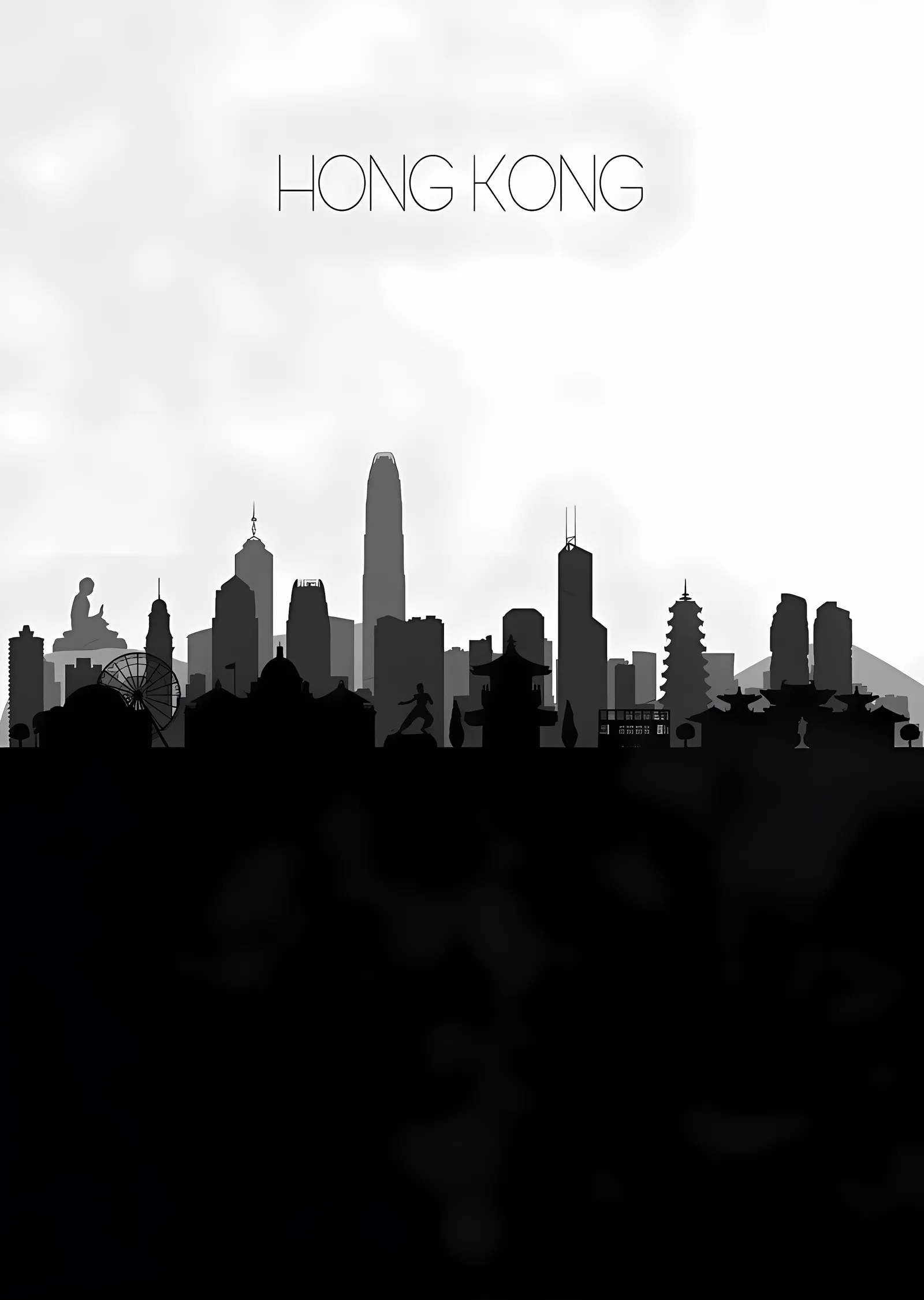 Hong Kong Silueti metal tablo