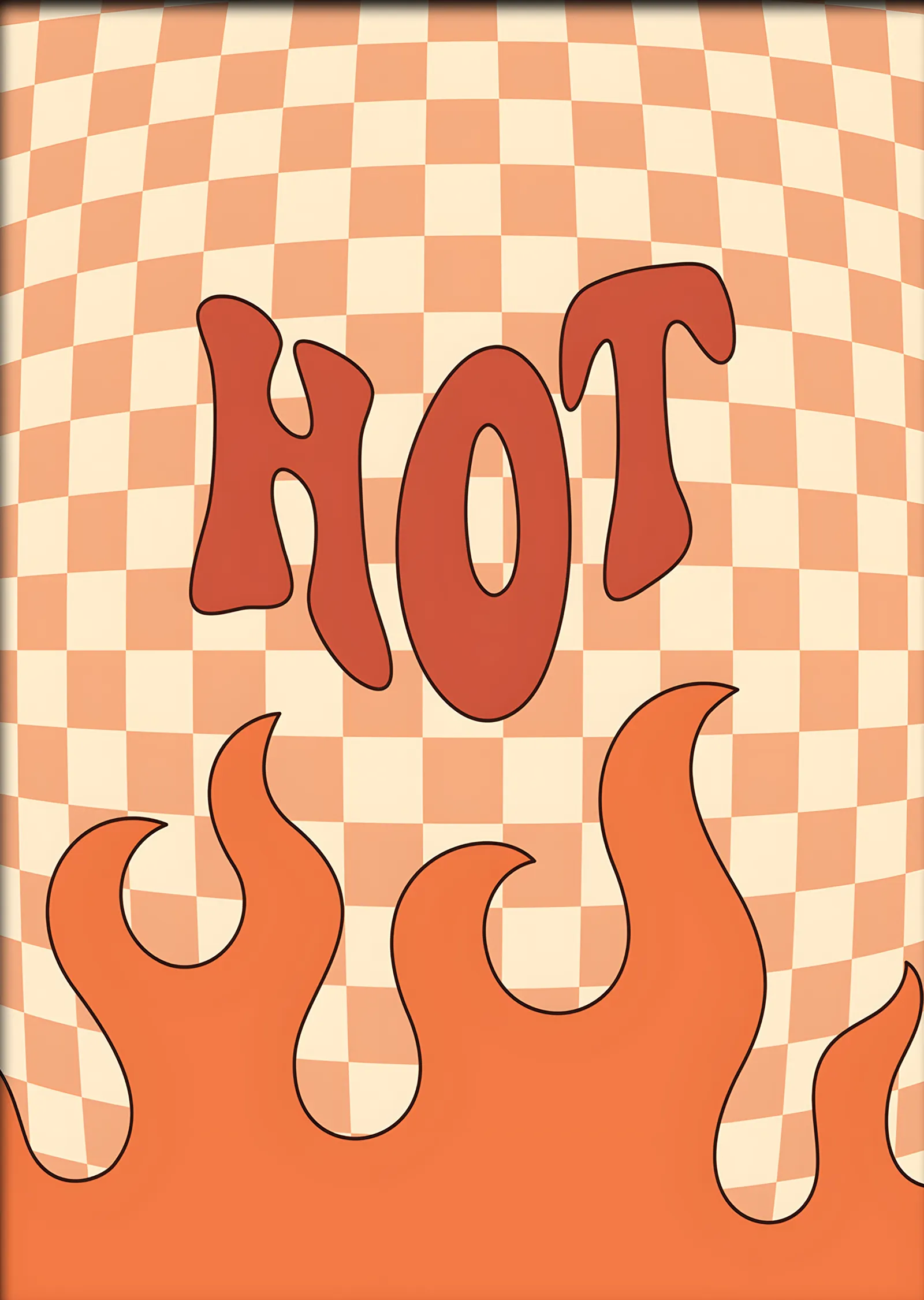 Hot Alev ve Dama Deseni metal tablo