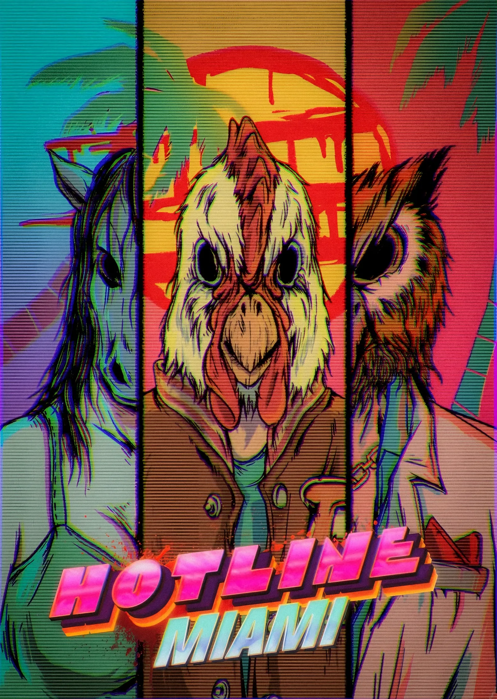 Hotline Miami - Maskeler metal tablo