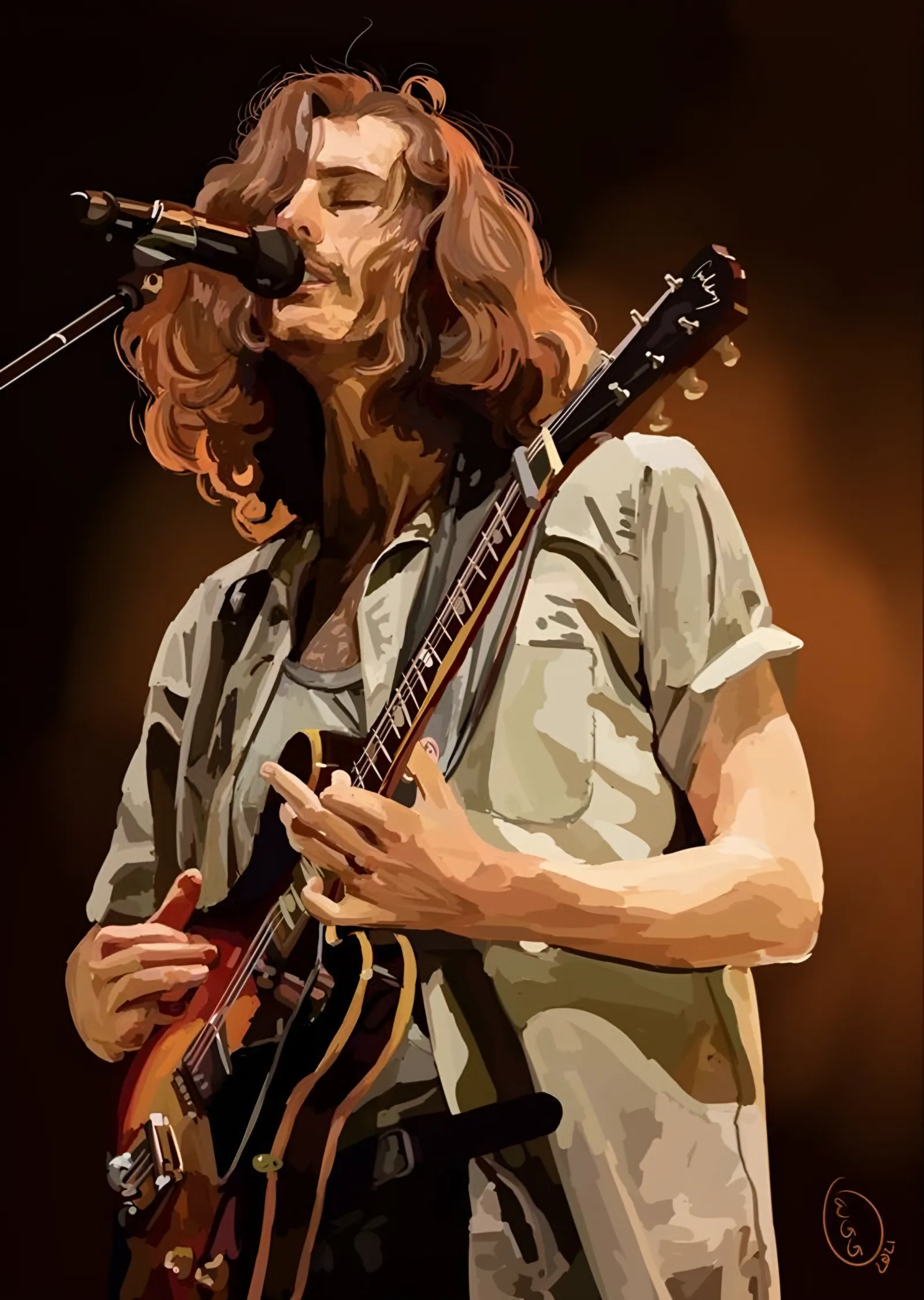 Hozier - Sahnede Gitar İllüstrasyonu metal tablo