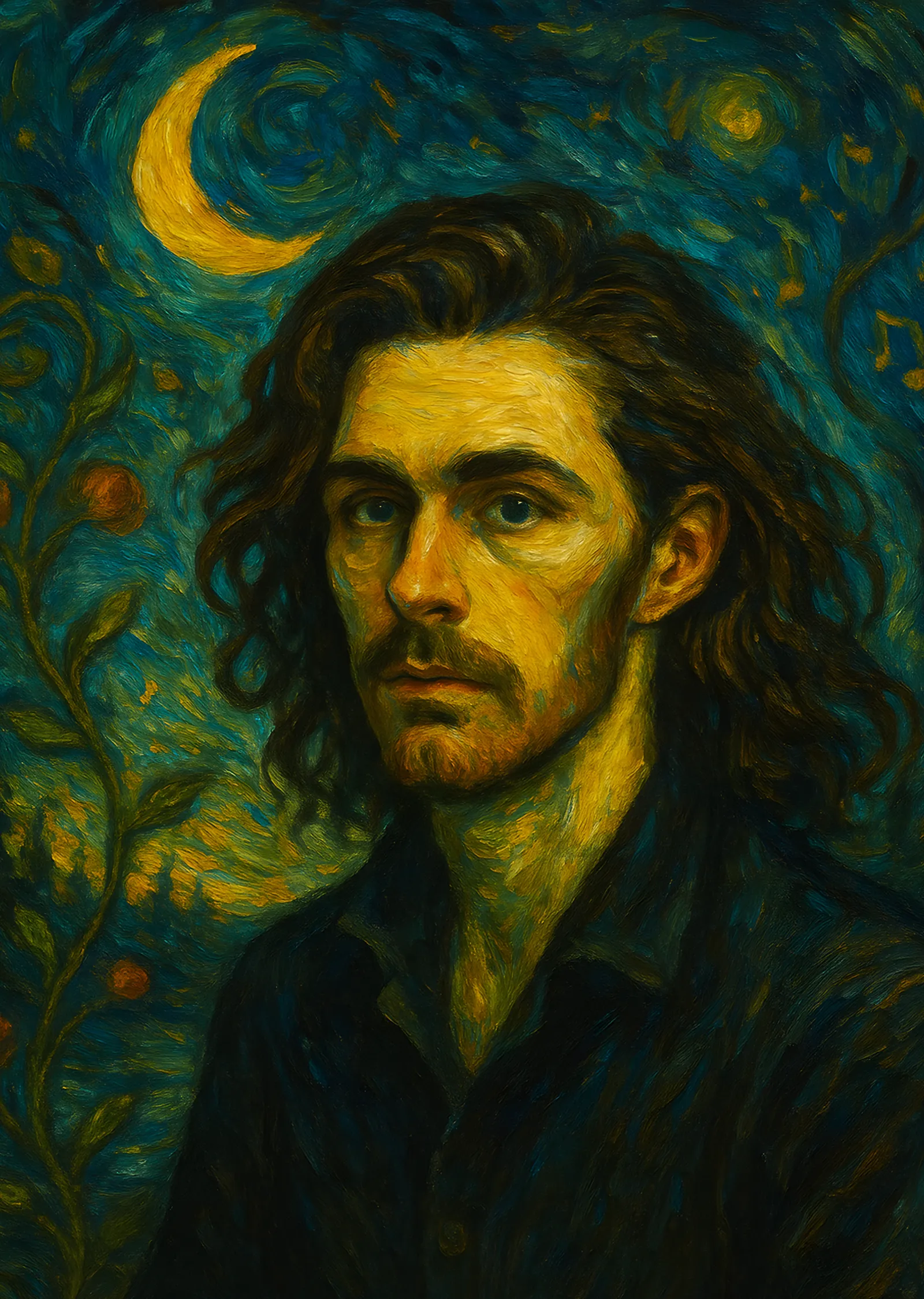 Hozier - Yıldızlı Gece Tarzı Portre metal tablo