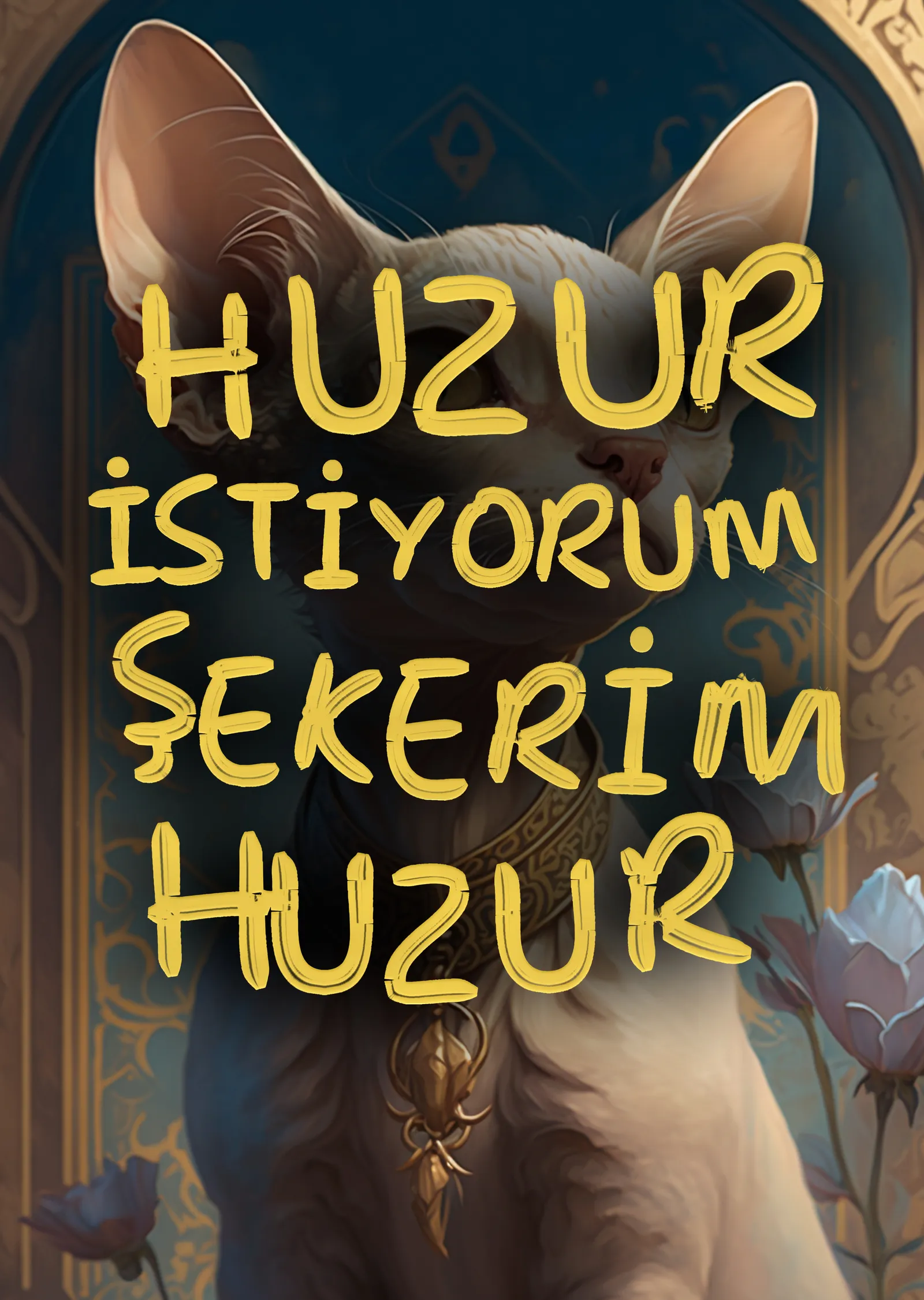 Huzur İstiyorum Şekerim Huzur metal tablo