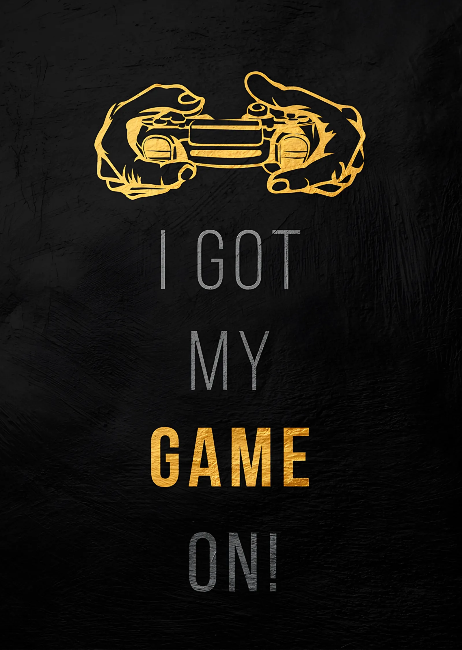 I Got My Game On: Altın Konturlu Kumanda metal tablo