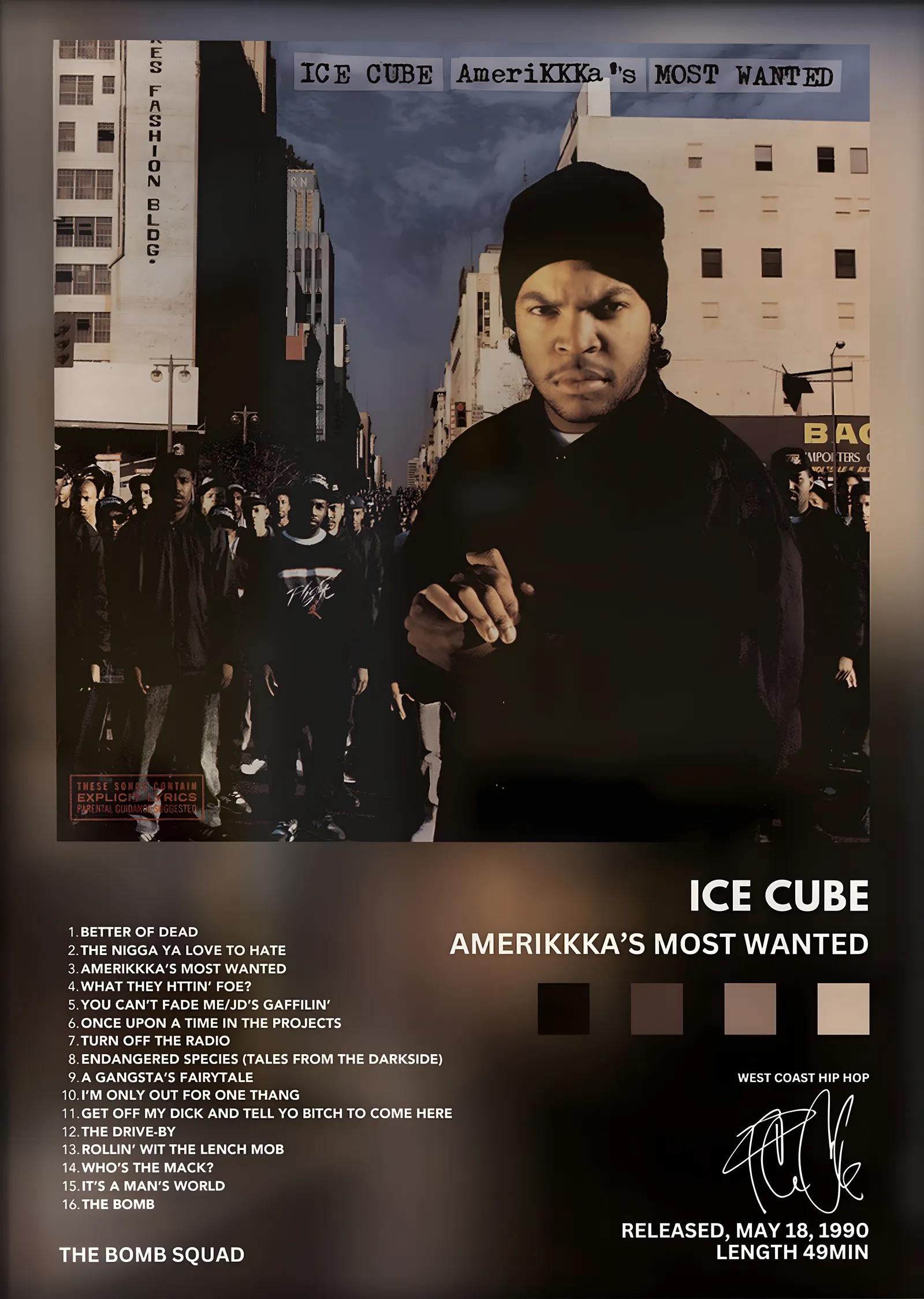 Ice Cube: AmeriKKKa's Most Wanted metal tablo