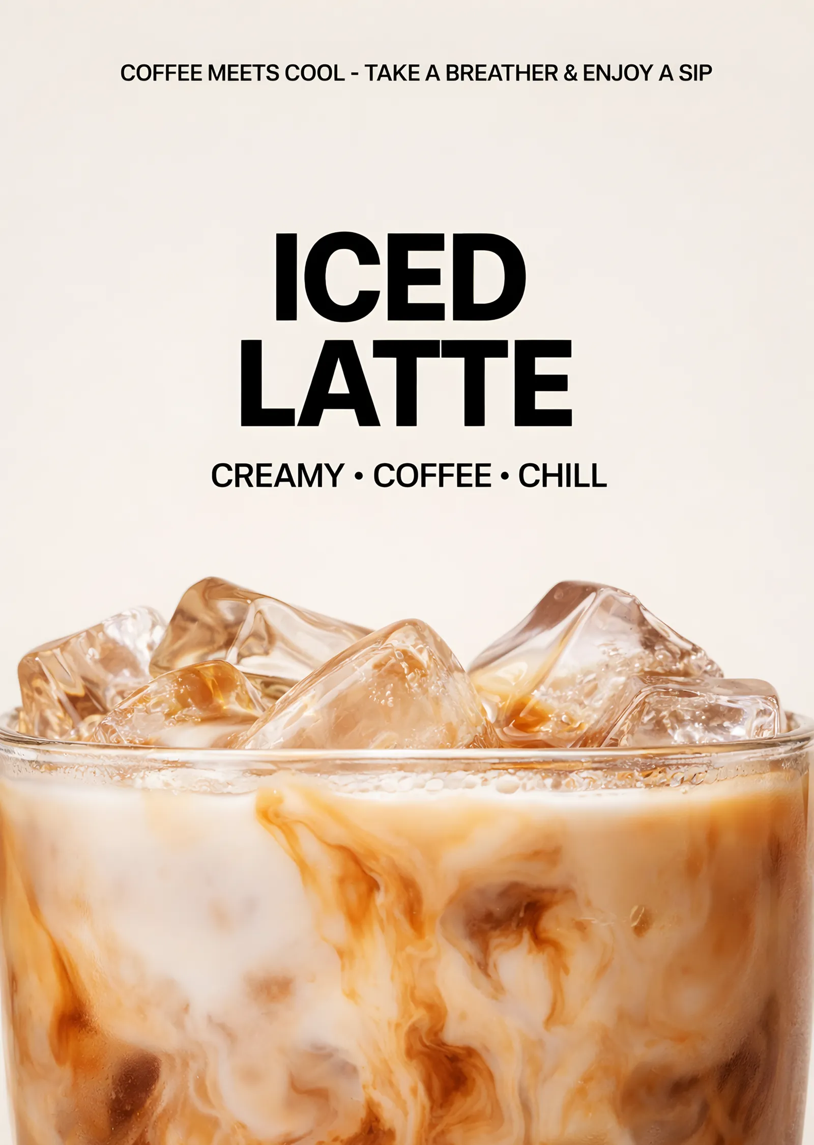 Iced Latte: Buzlu Kahvenin Yakın Planı metal tablo