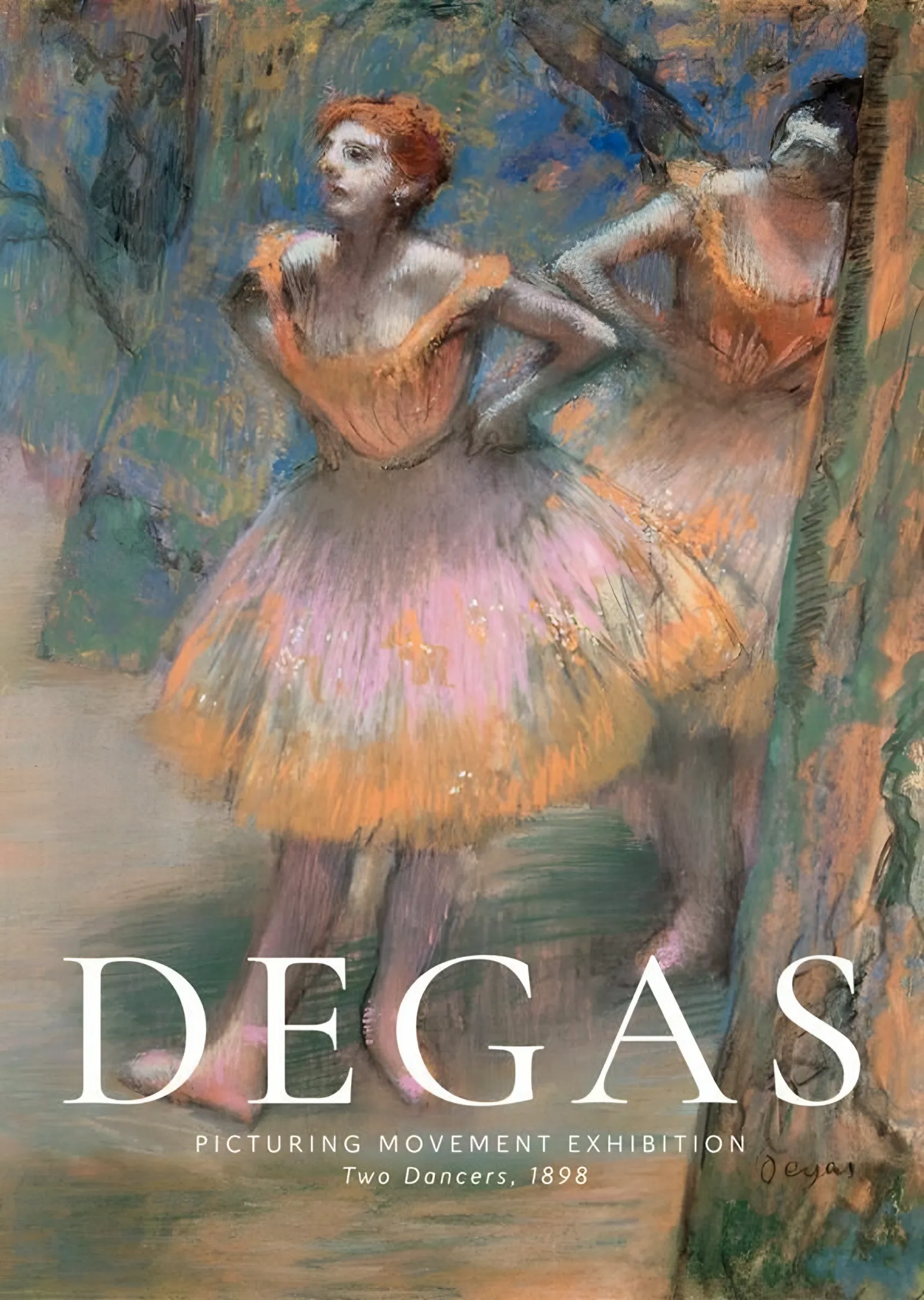 İki Dansçı Sergi Afişi - Edgar Degas metal tablo