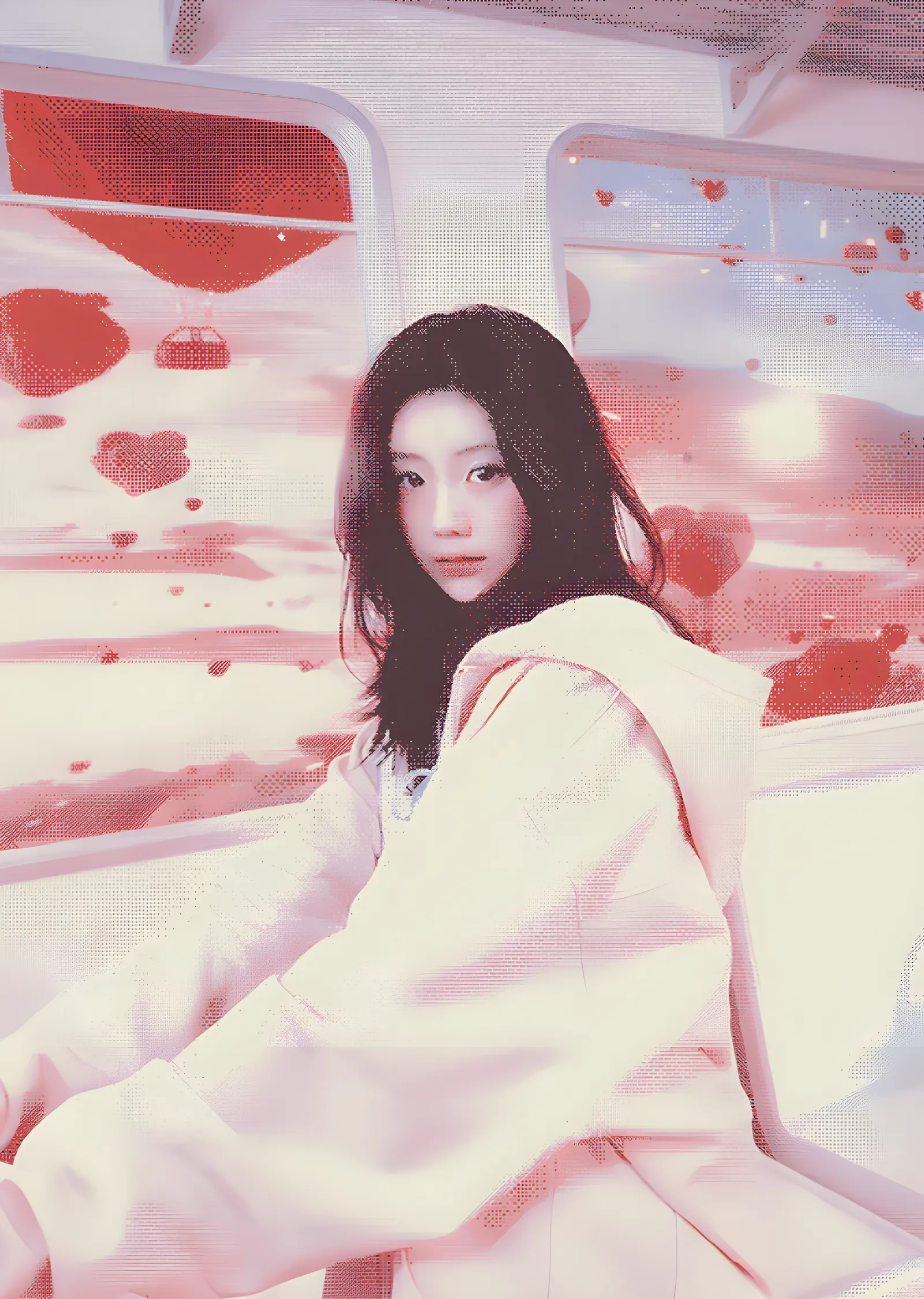 ILLIT: Wonhee Pembe Sisli Vagon metal tablo