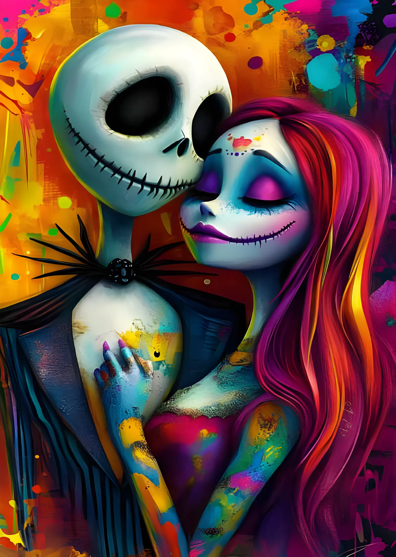 The Nightmare Before Christmas - Jack ve Sally metal tablo