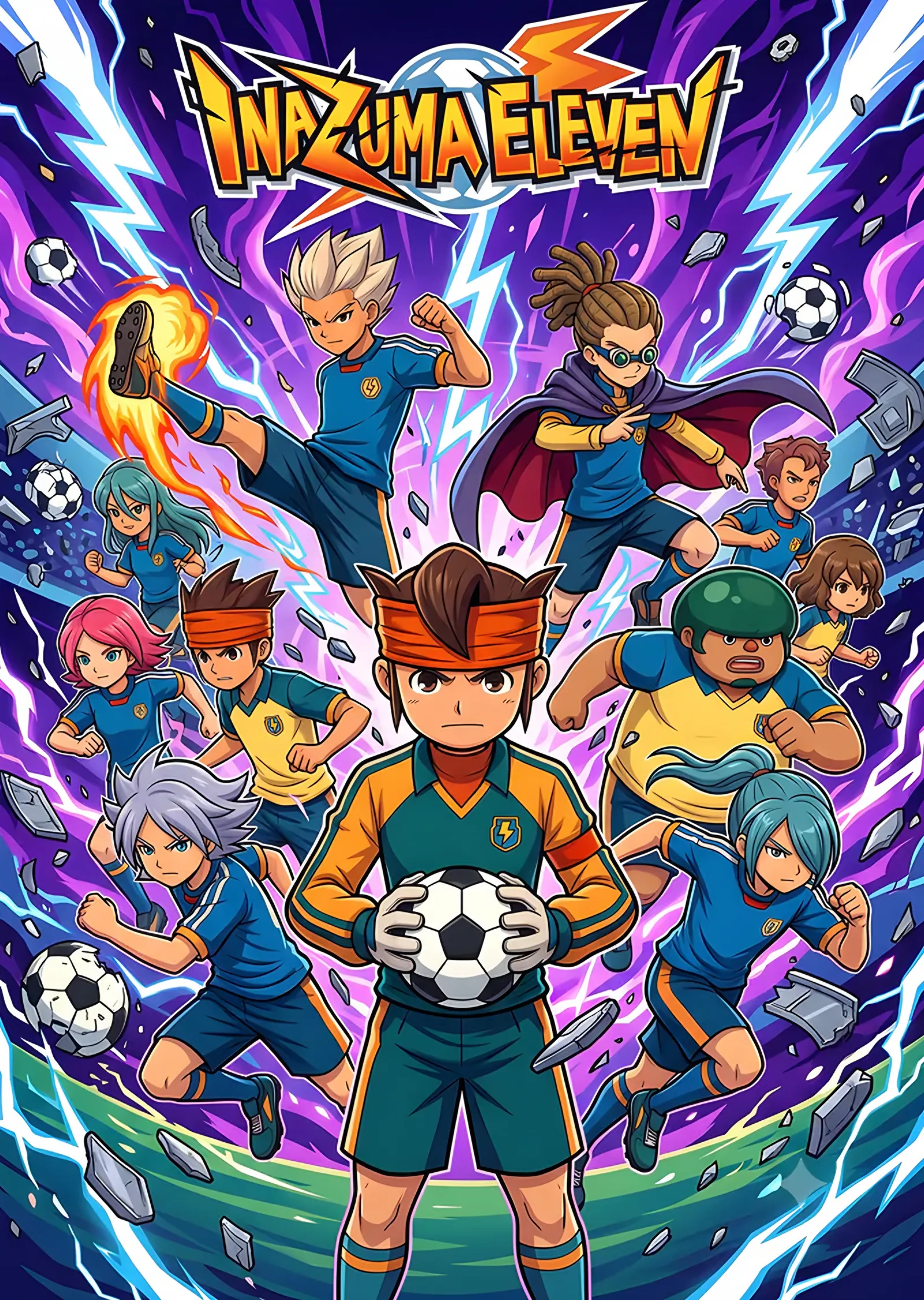 Inazuma Eleven: Mor Zeminde Kaptan ve Takım metal tablo