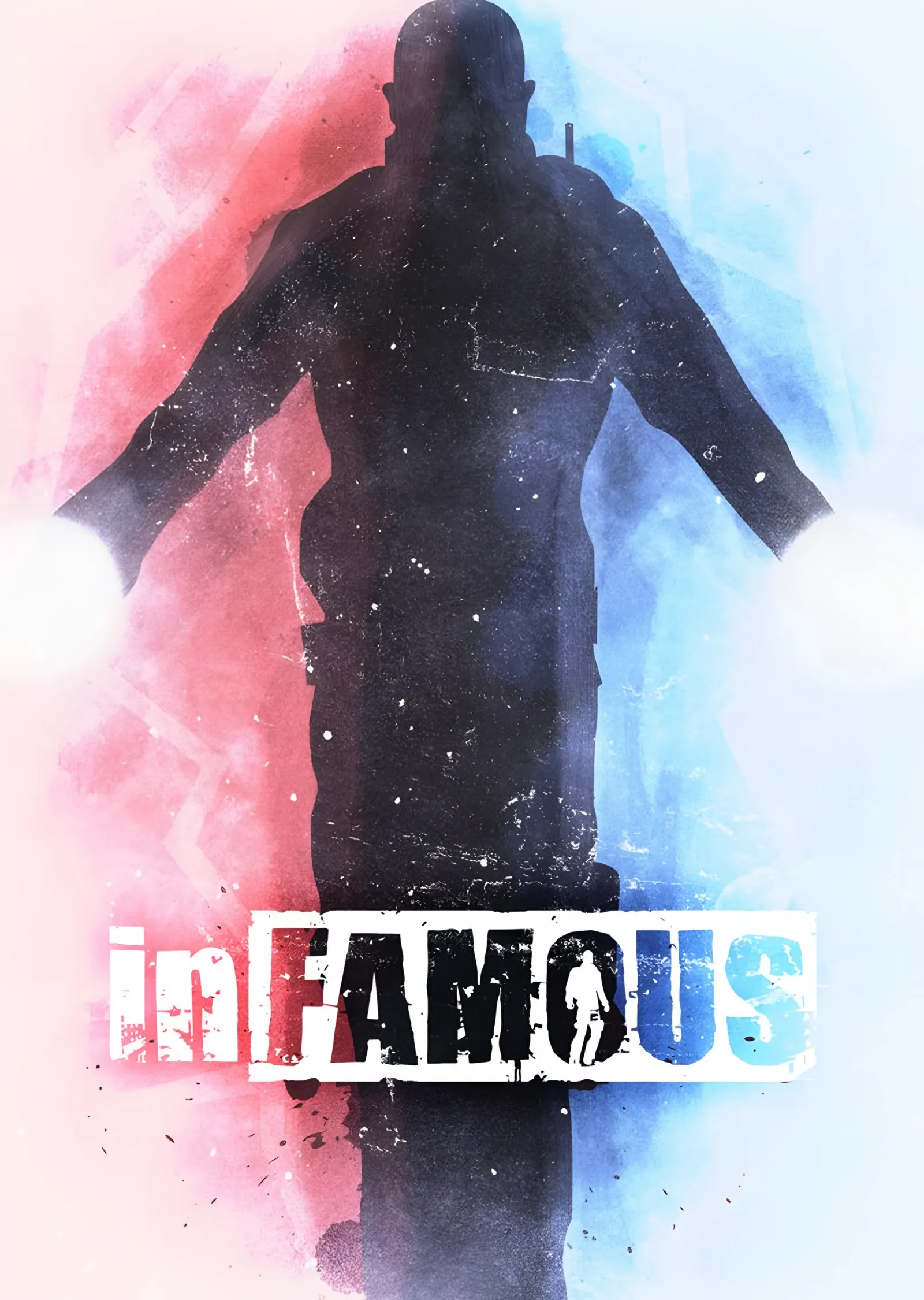 inFAMOUS: Kırmızı Mavi Silüet metal tablo