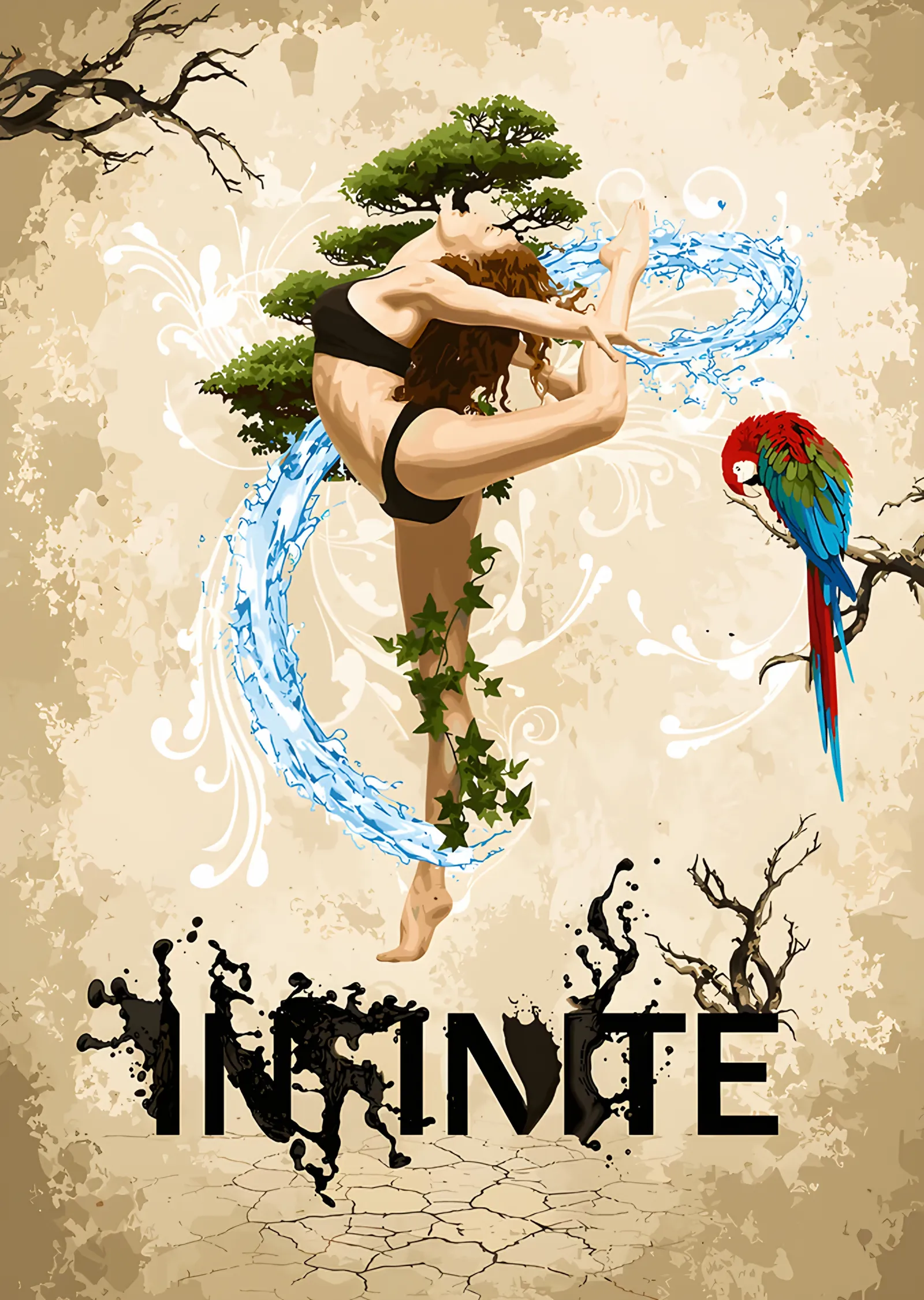 Infinite: Su Halkasında Dans Eden Doğa Figürü metal tablo
