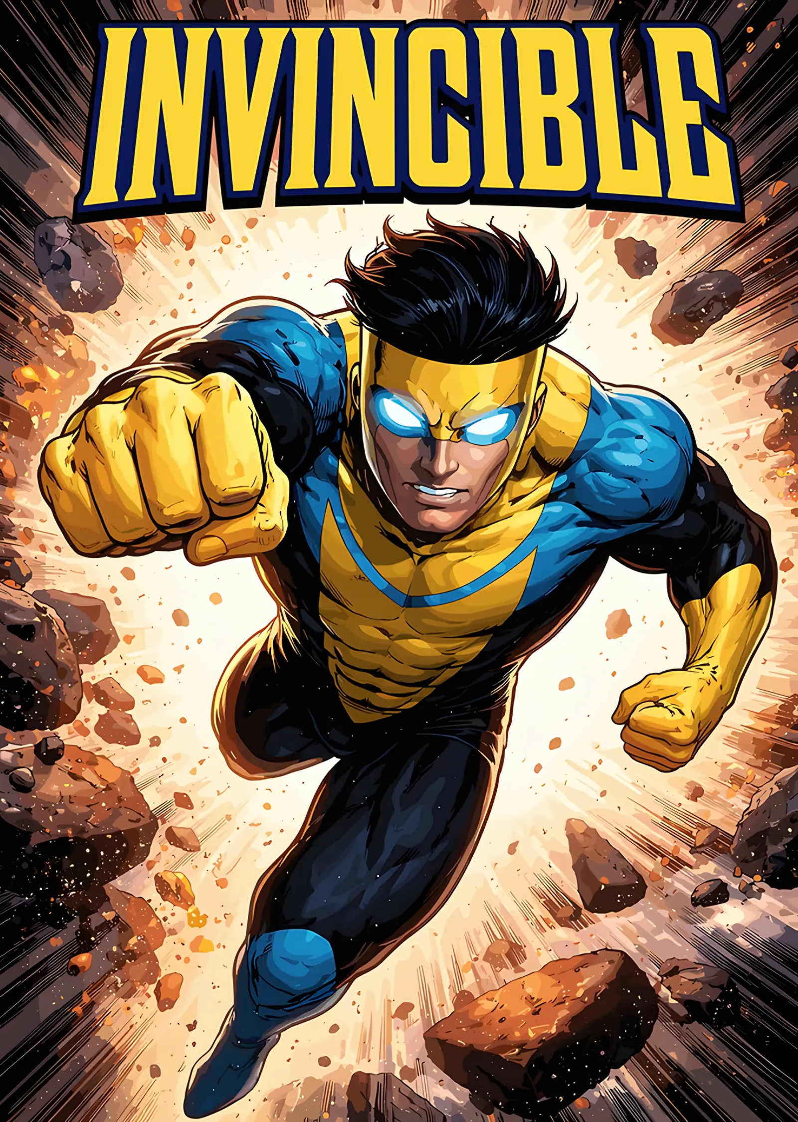 Invincible: Sarı Yumrukla İleri Atılış metal tablo