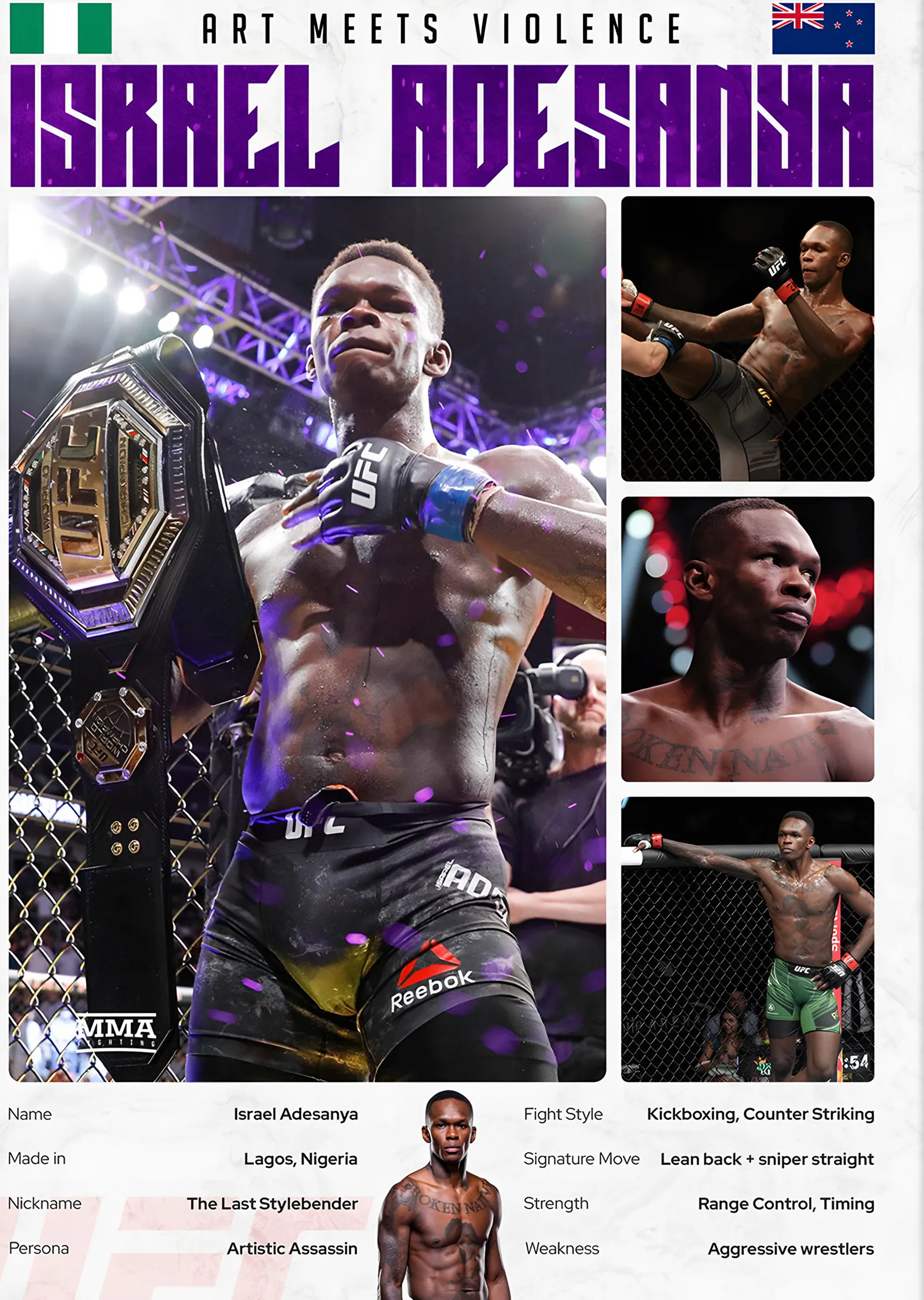 Israel Adesanya The Last Stylebender metal tablo