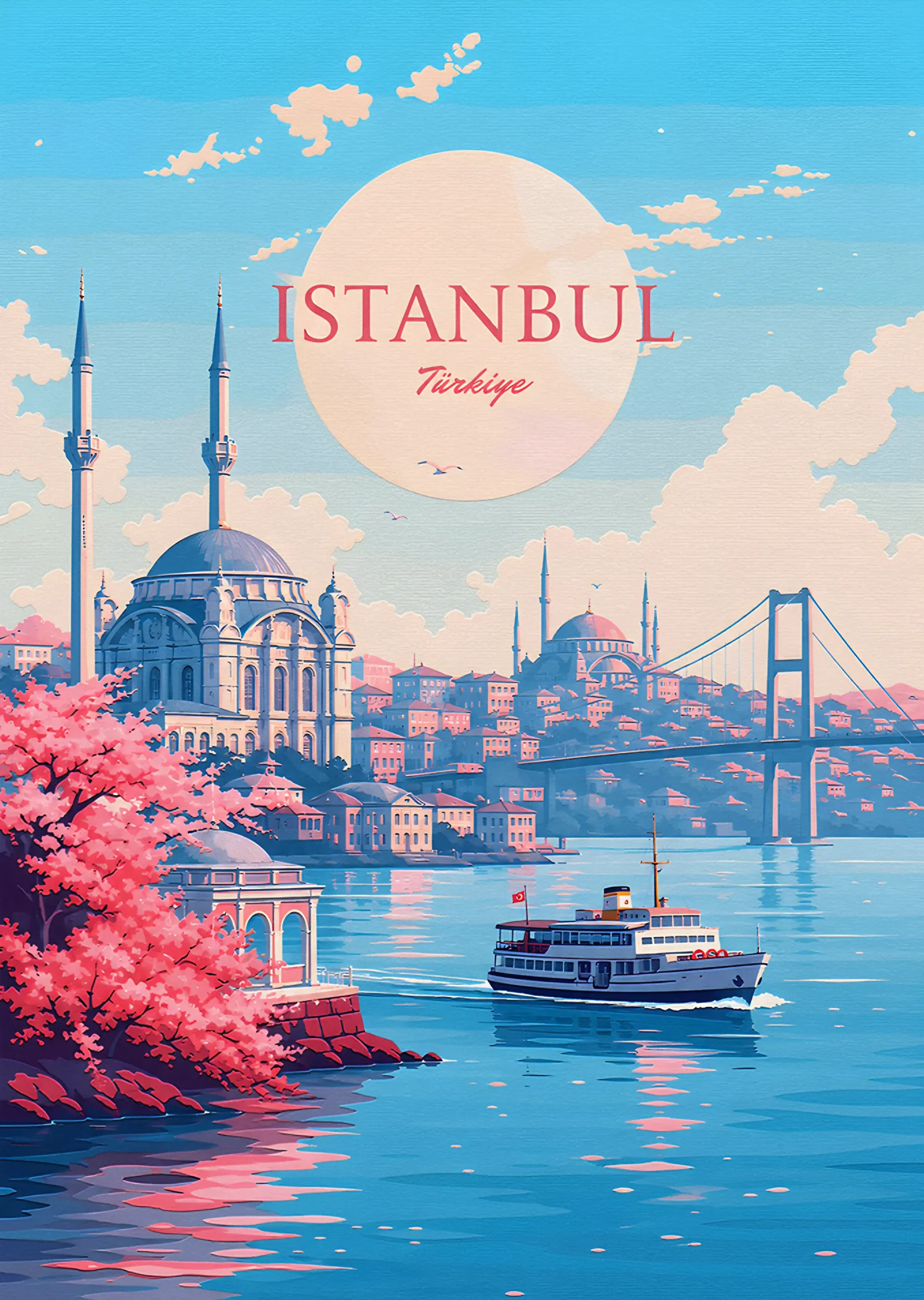 İstanbul: Boğaz Köprüsü ve Ortaköy Camii metal tablo