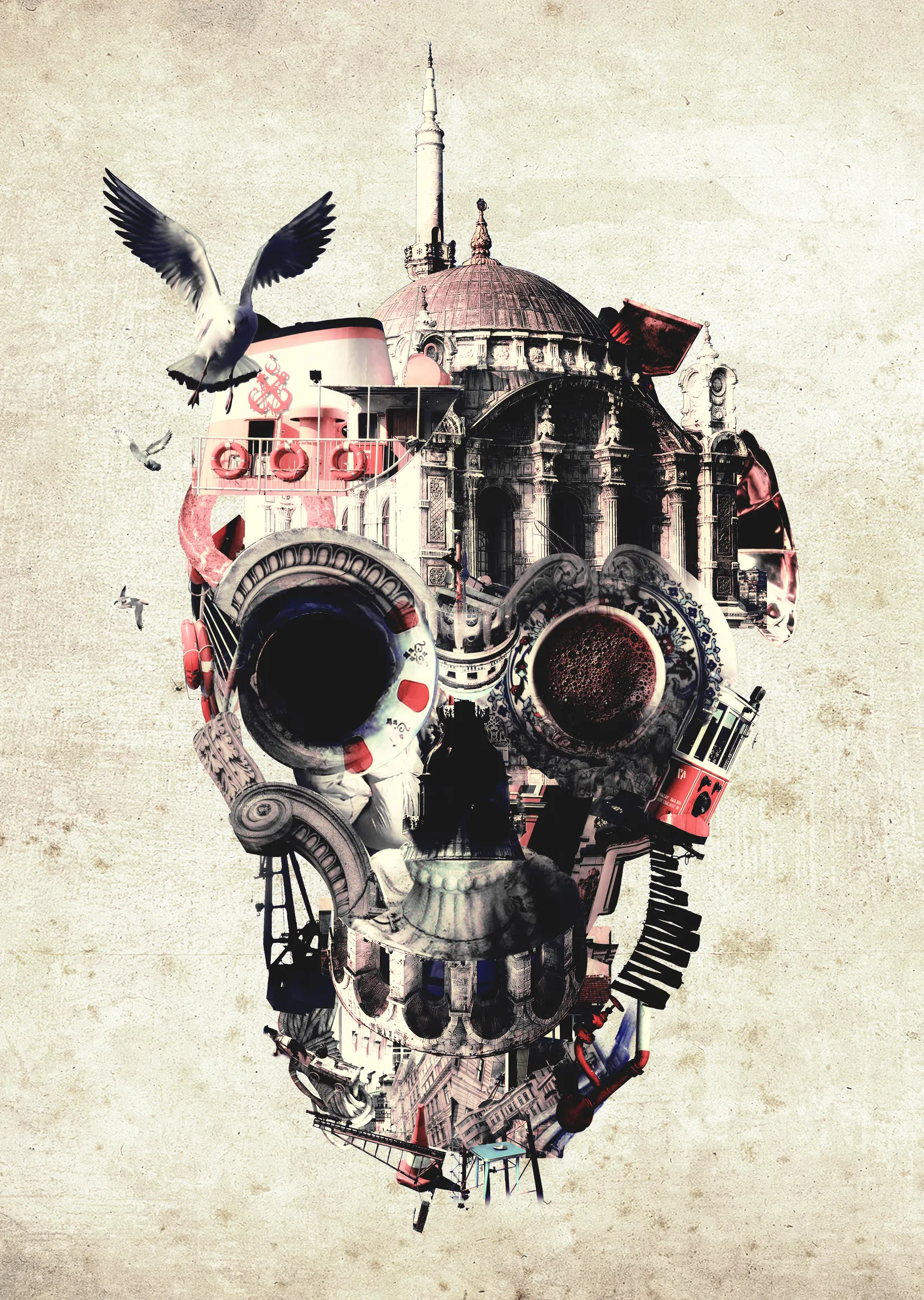Istanbul Skull metal tablo