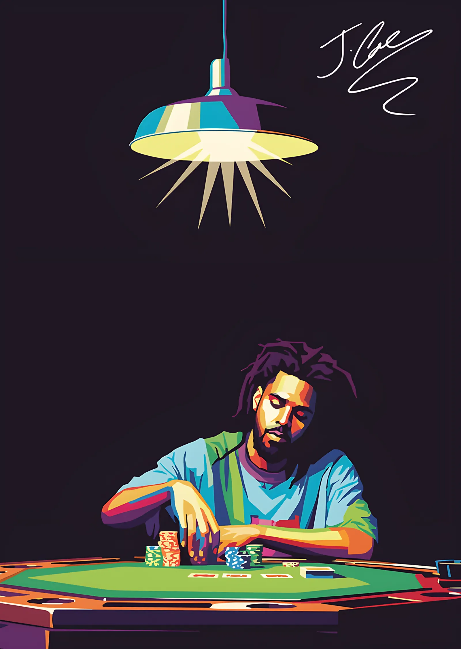 J. Cole - Poker Masası İllüstrasyonu metal tablo
