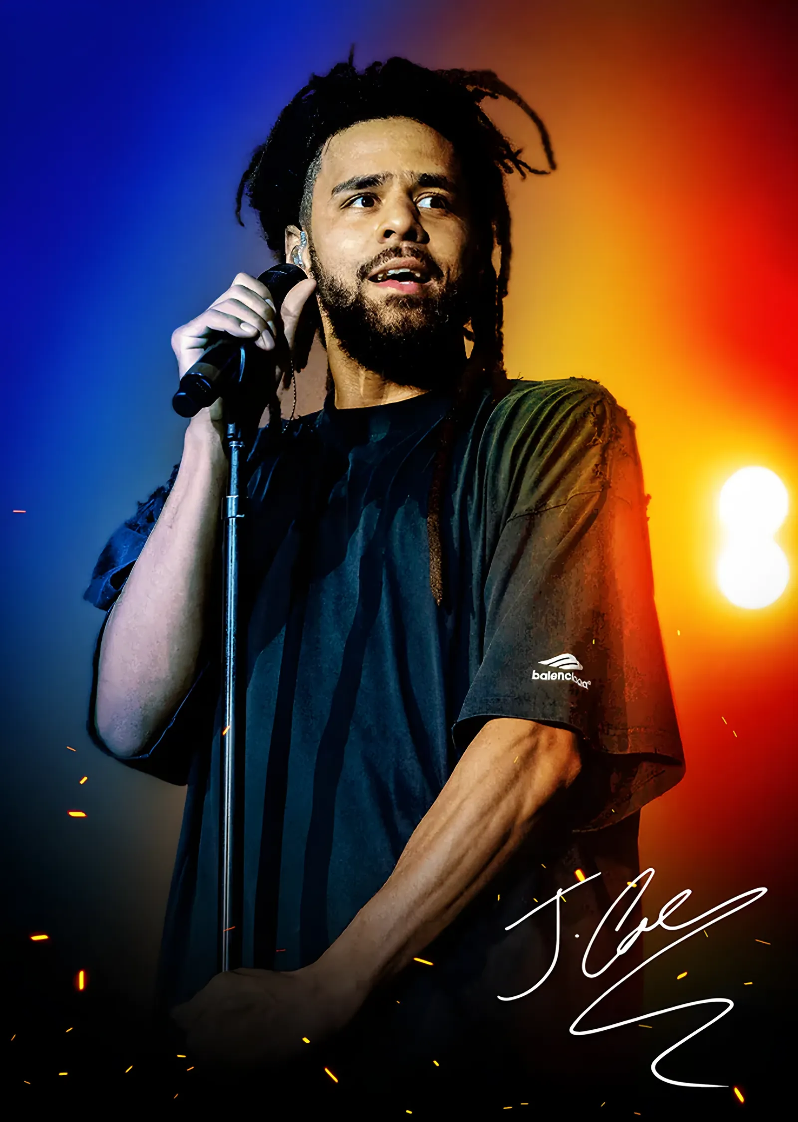 J. Cole - Renkli Sahne Işıkları metal tablo