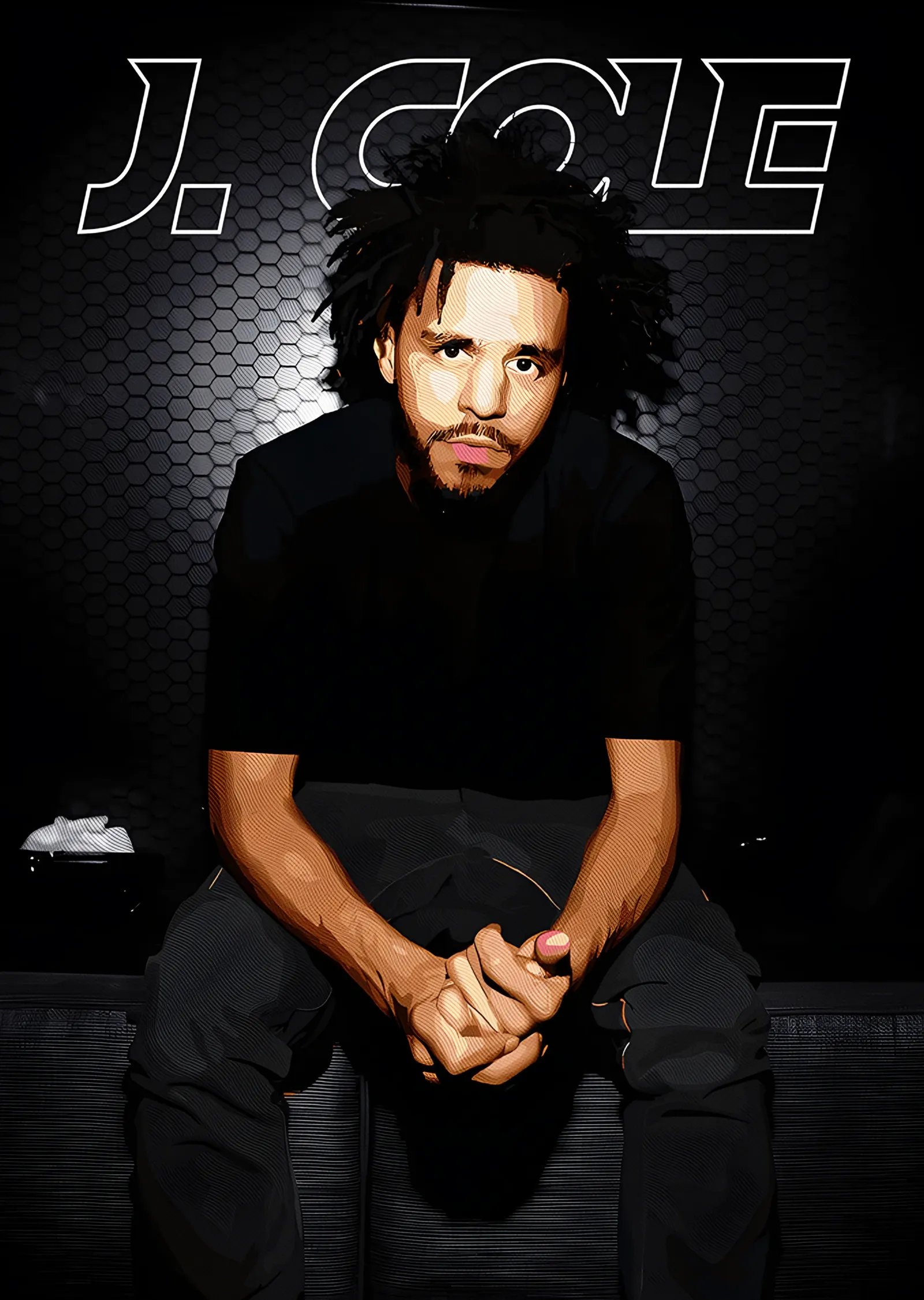 J. Cole - Siyah Zeminde Portre metal tablo