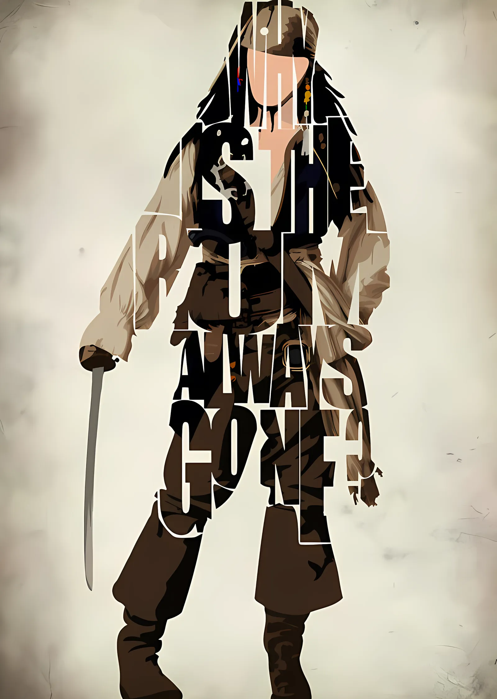 Jack Sparrow - Tipografi Portre metal tablo
