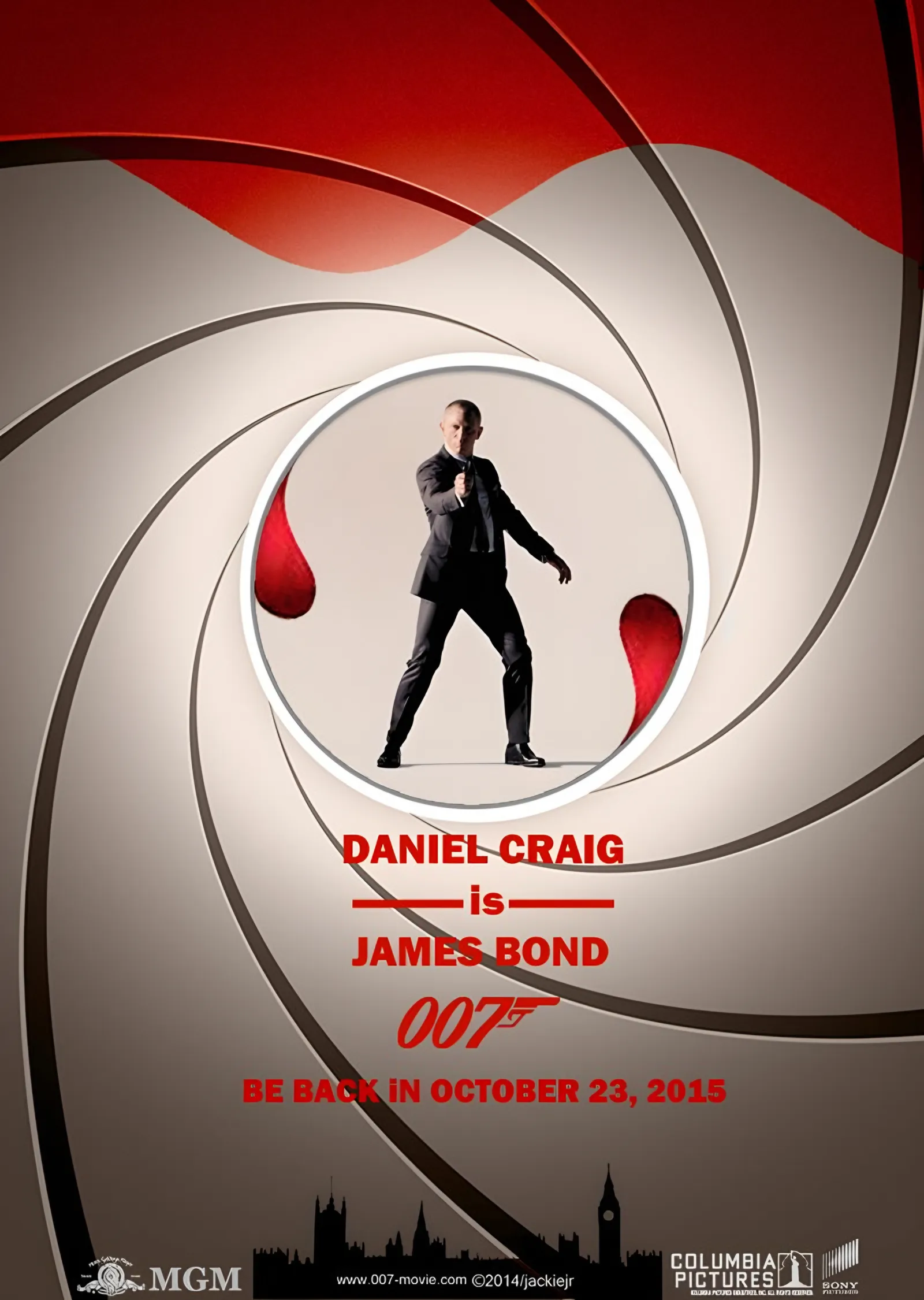 James Bond Namlu Kırmızı metal tablo
