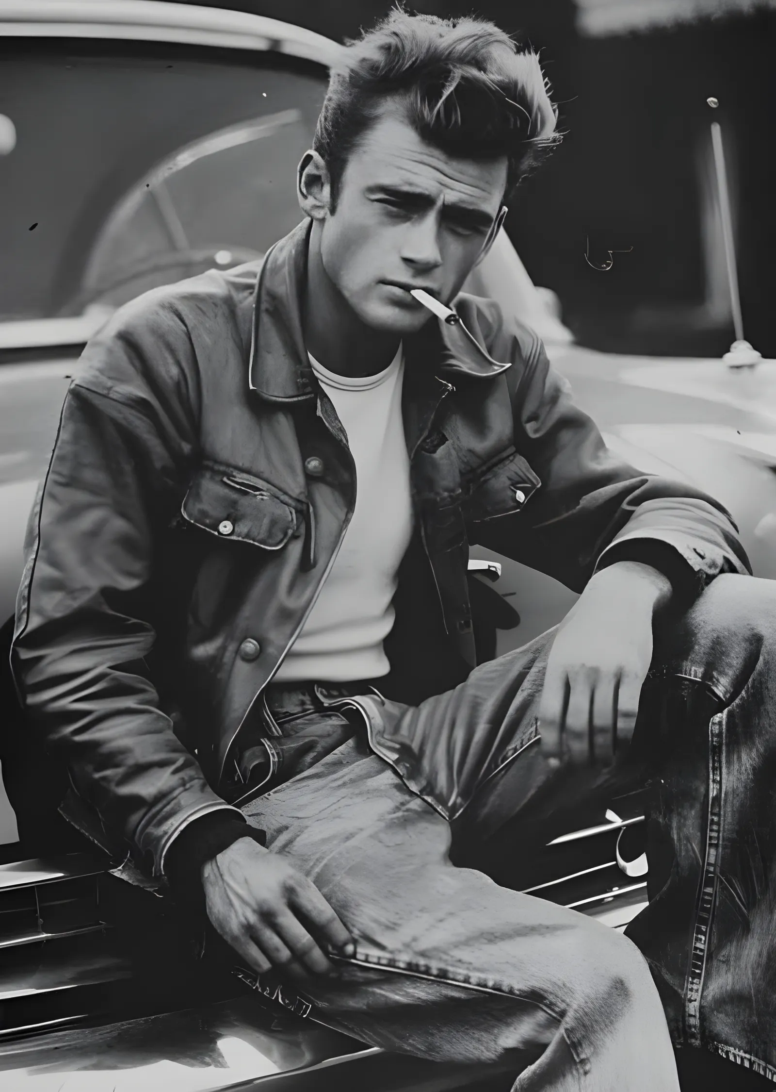 James Dean - Kaputta Siyah Beyaz Duruş metal tablo