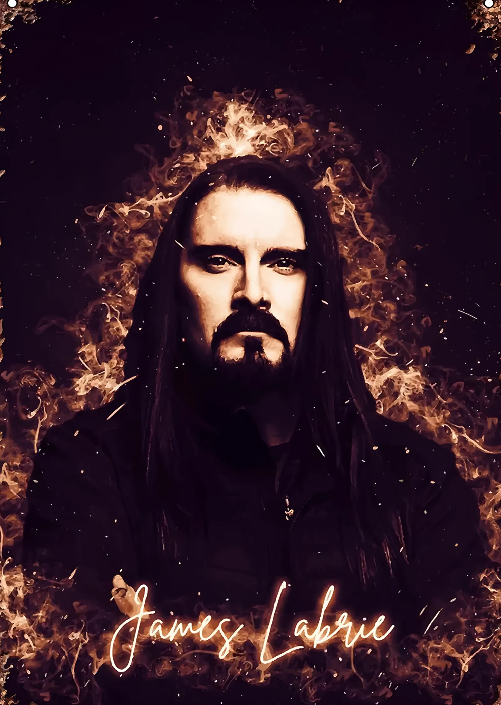 James LaBrie - Alevli Portre metal tablo