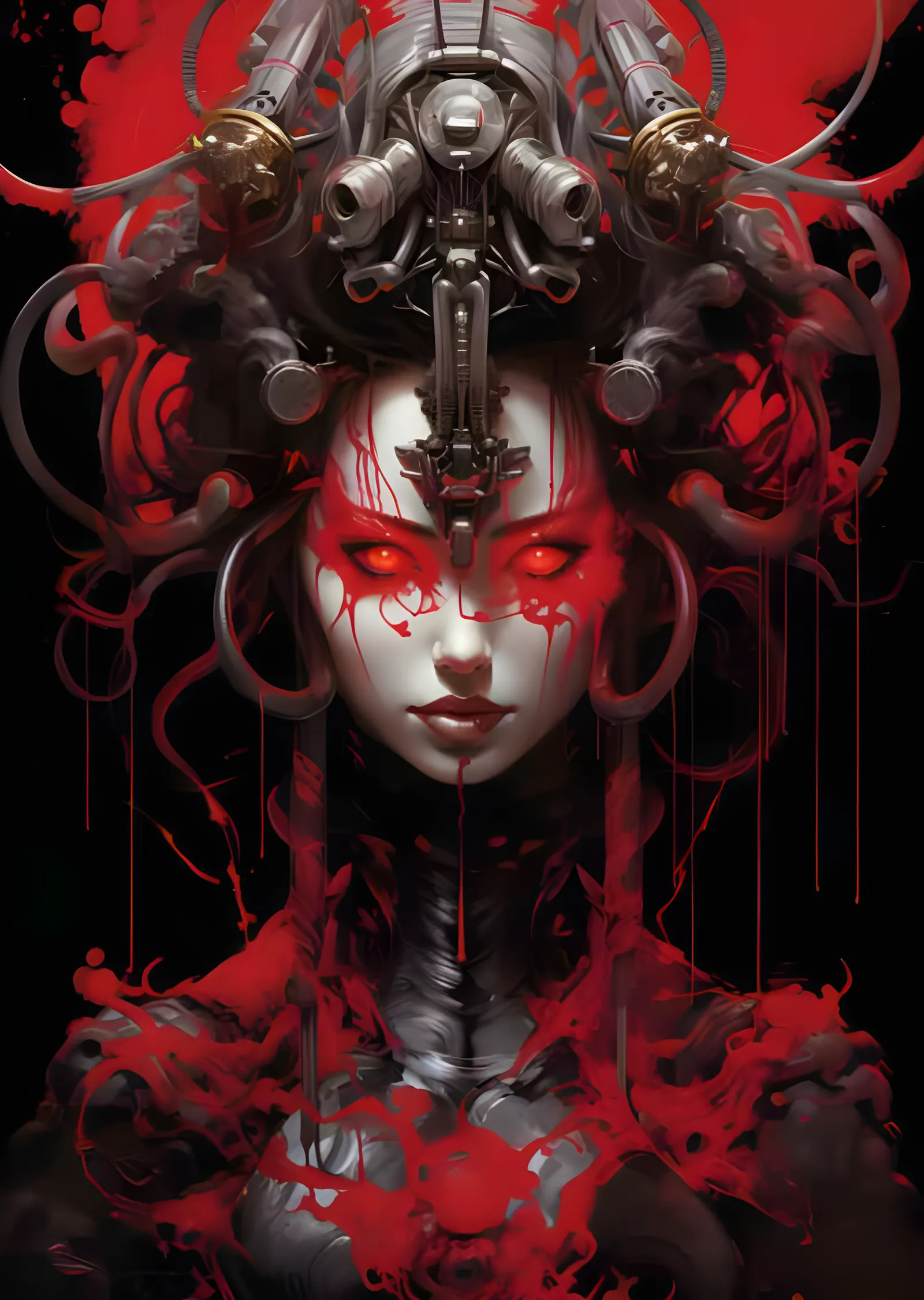 Jigoku Gurumon - Mekanik Taçlı Kızıl Ruh metal tablo