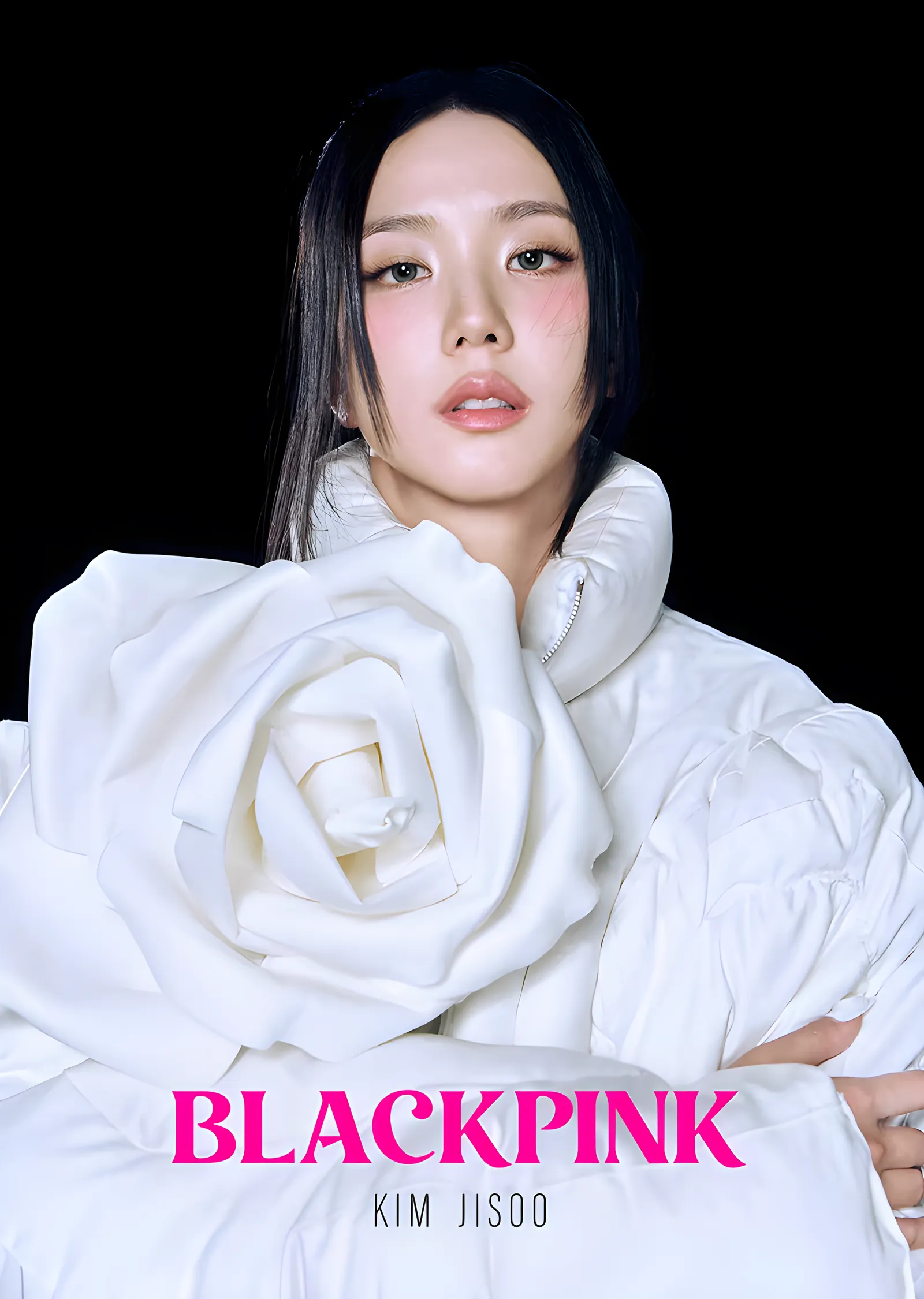 Jisoo - Beyaz Gül Ceket metal tablo