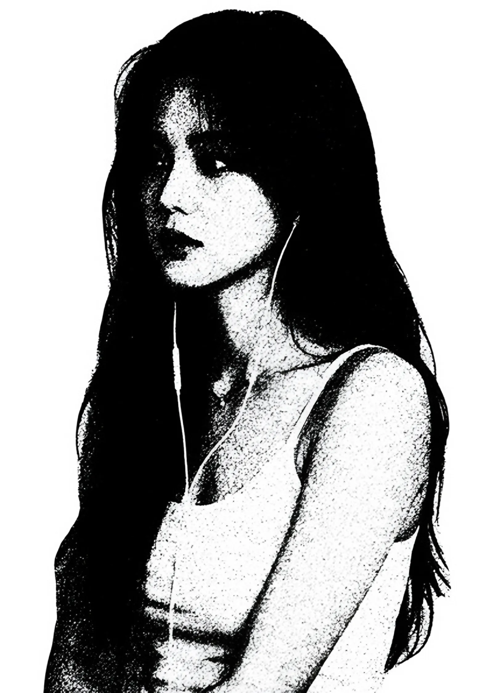 Jisoo - Beyaz Kontrast Portre metal tablo