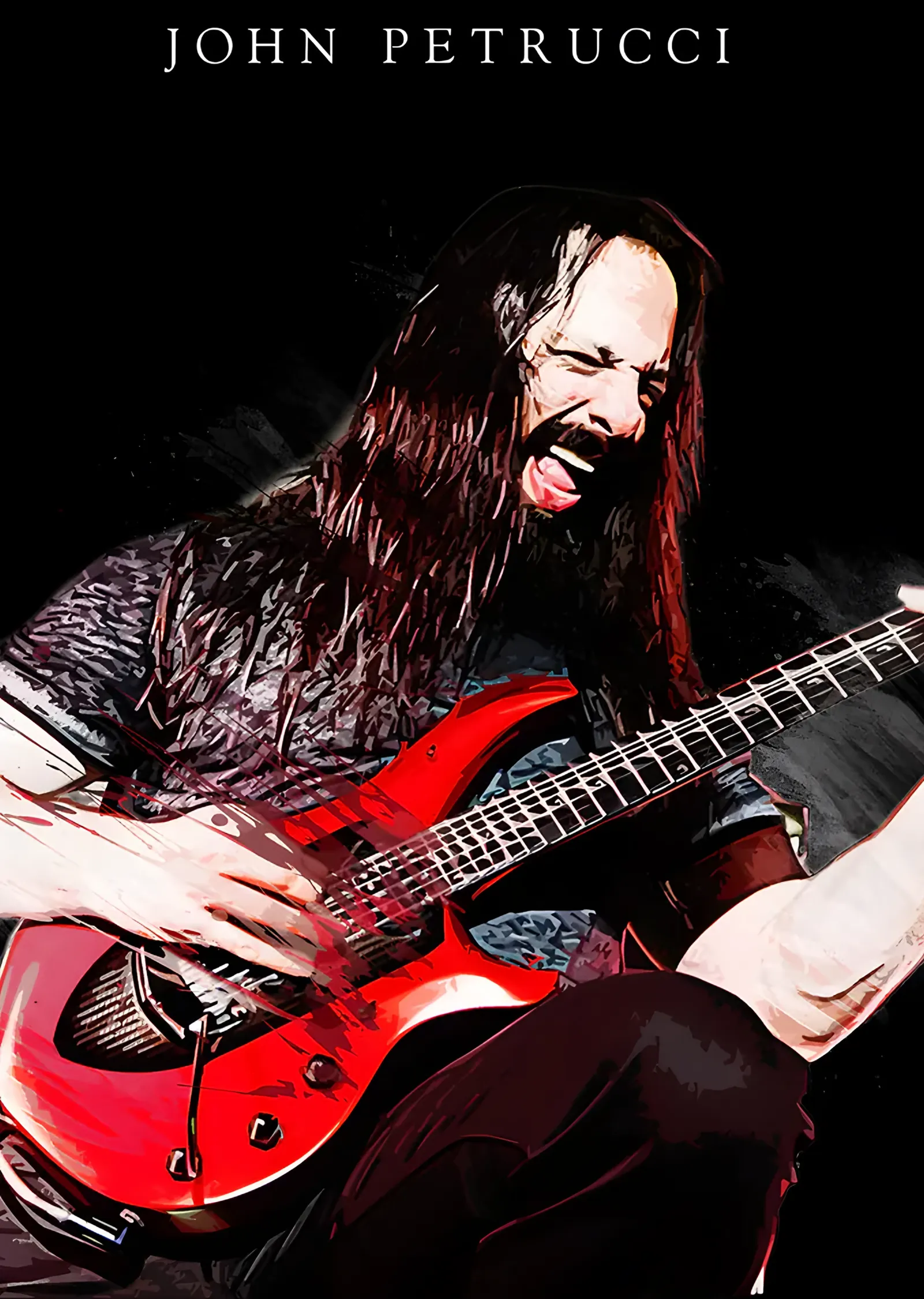 John Petrucci - Kırmızı Gitar metal tablo