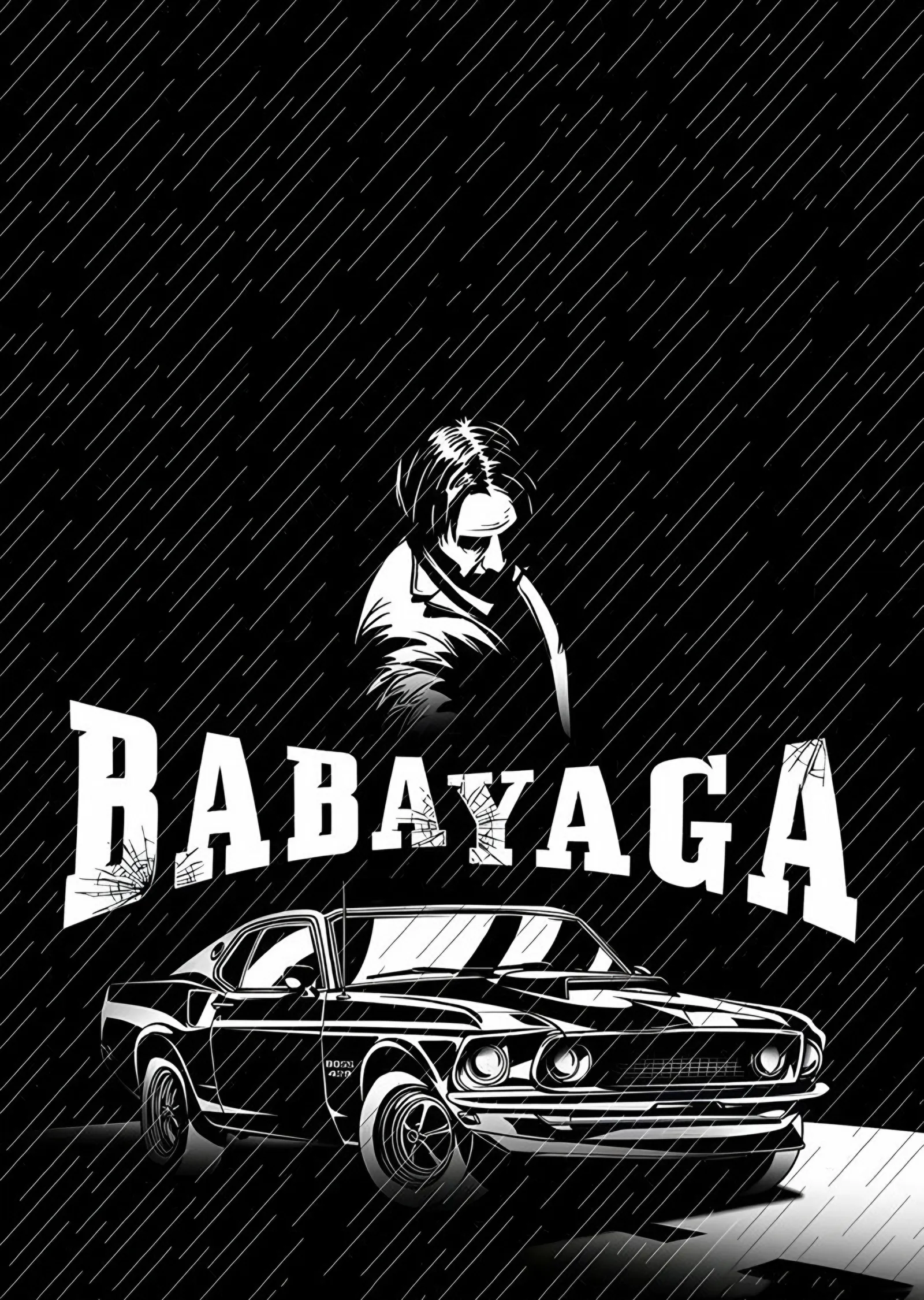 John Wick: Babayaga ve Mustang metal tablo