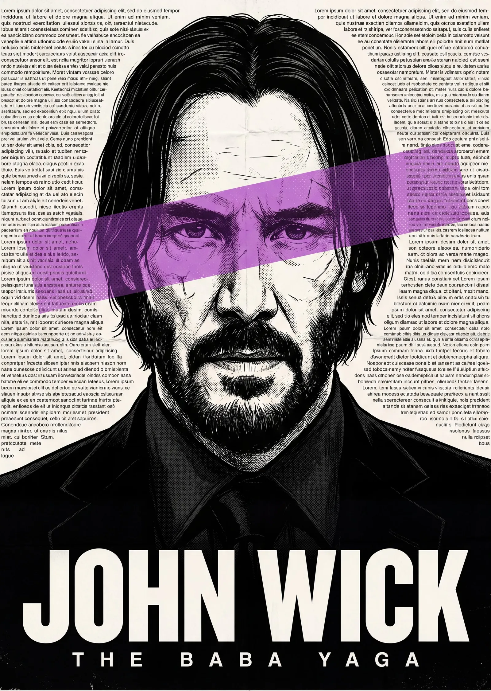 John Wick: Tipografik Baba Yaga Portresi metal tablo