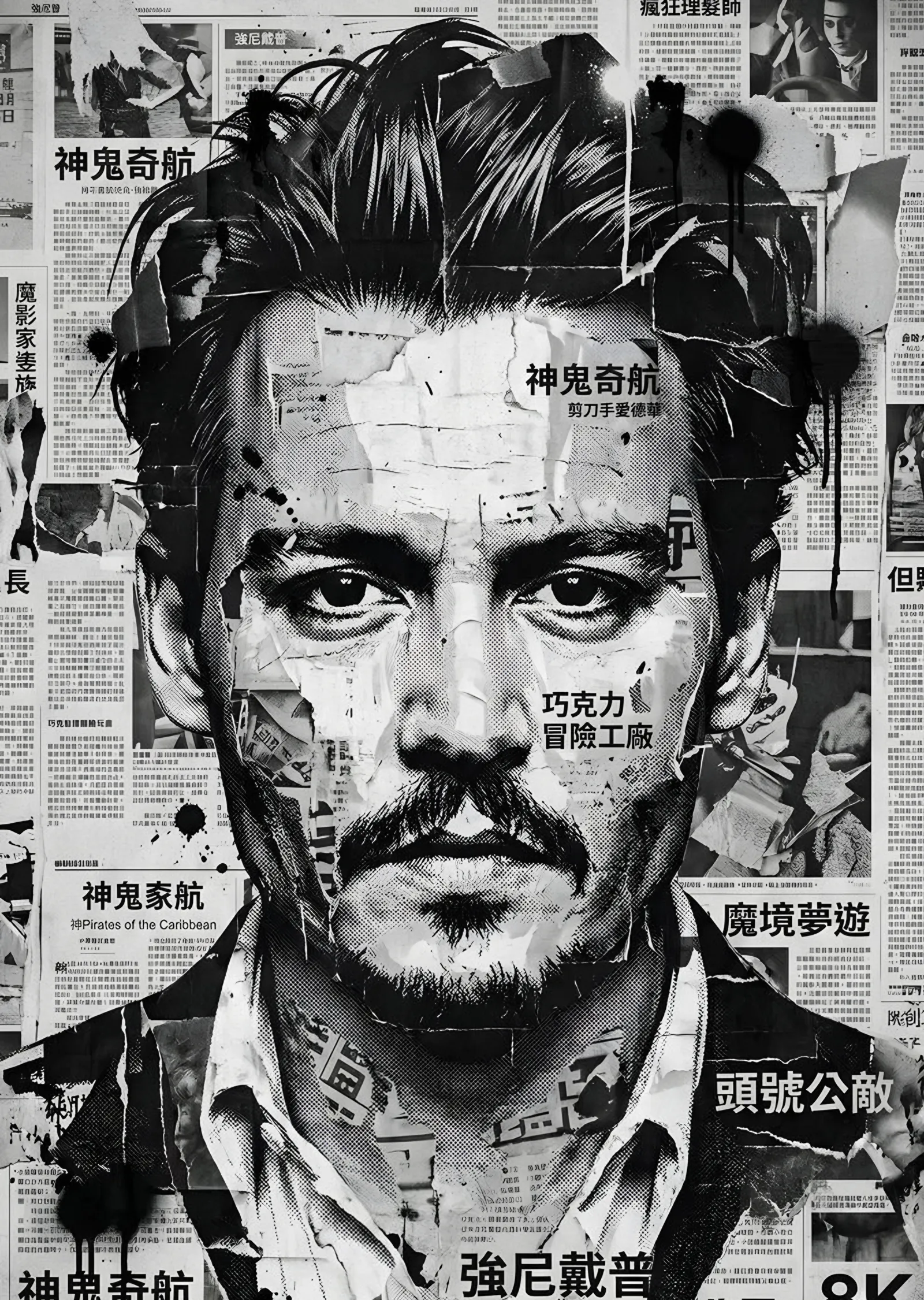 Johnny Depp - Gazete Kolajı metal tablo