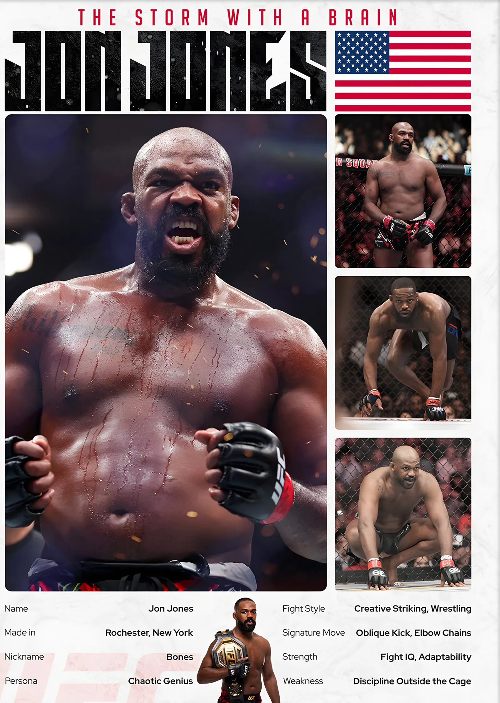 Jon Jones Chaotic Genius metal tablo