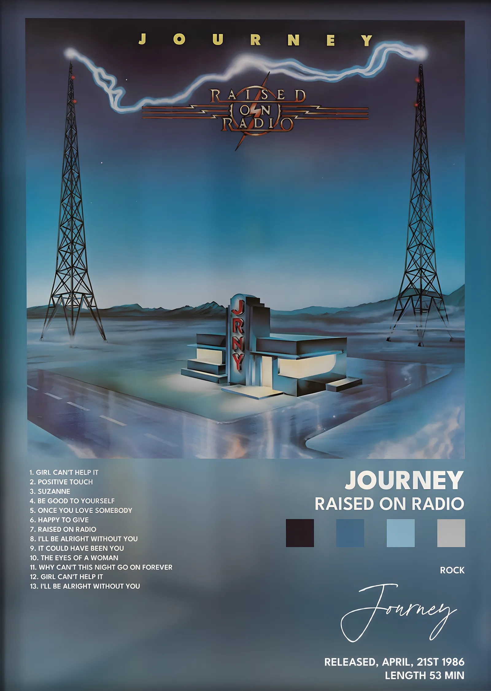 Journey: Raised on Radio metal tablo