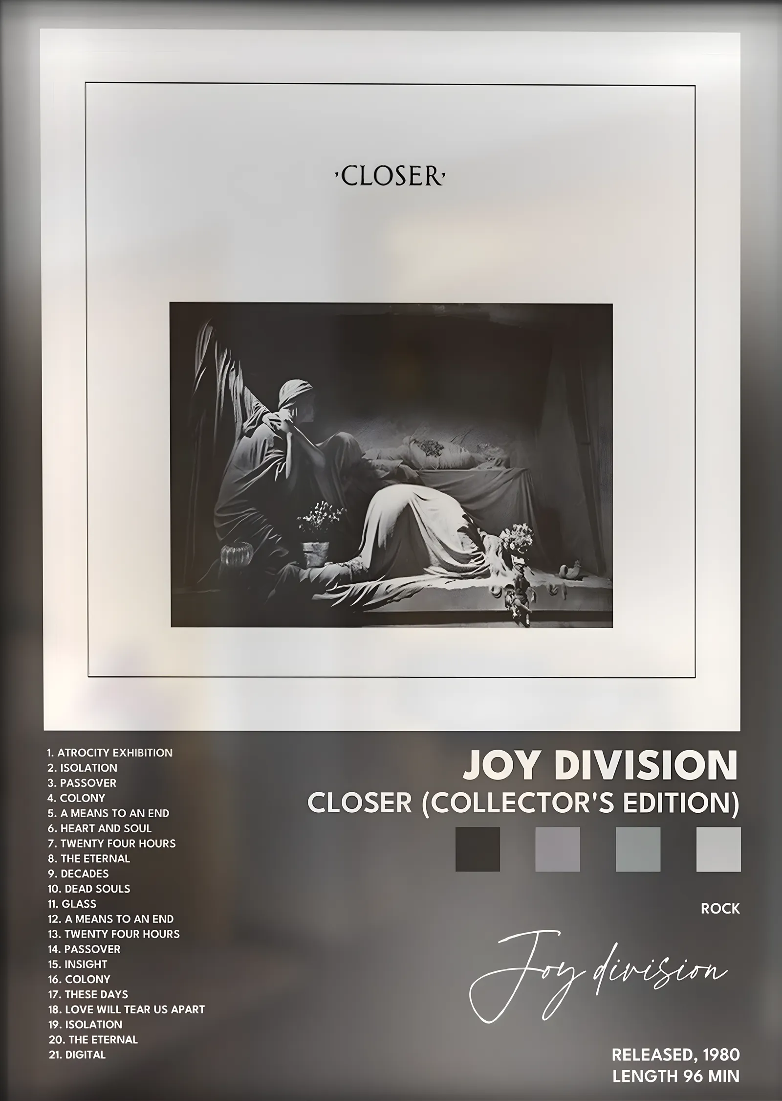 Joy Division: Closer (Collector's Edition) metal tablo