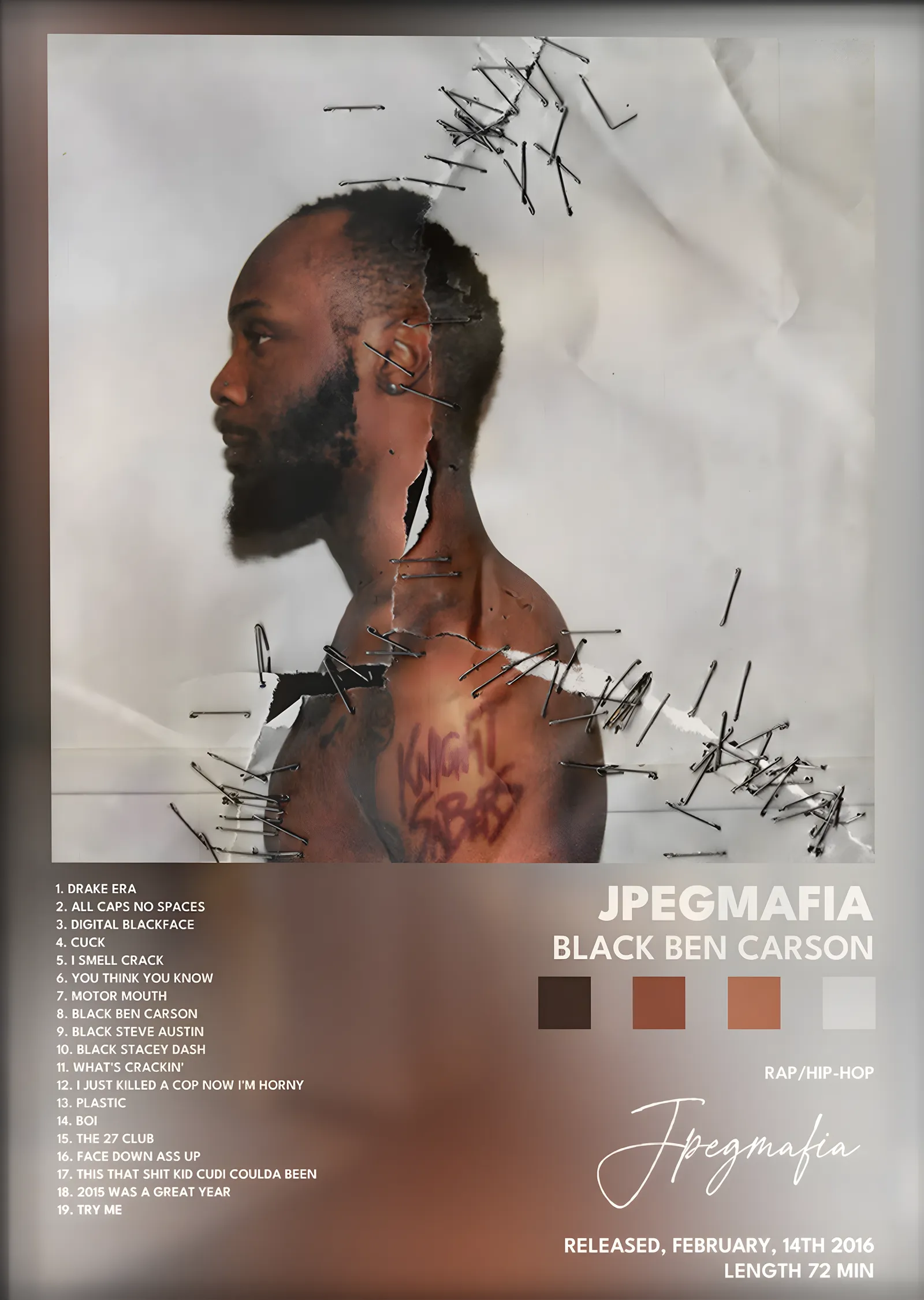 JPEGMAFIA: Black Ben Carson metal tablo