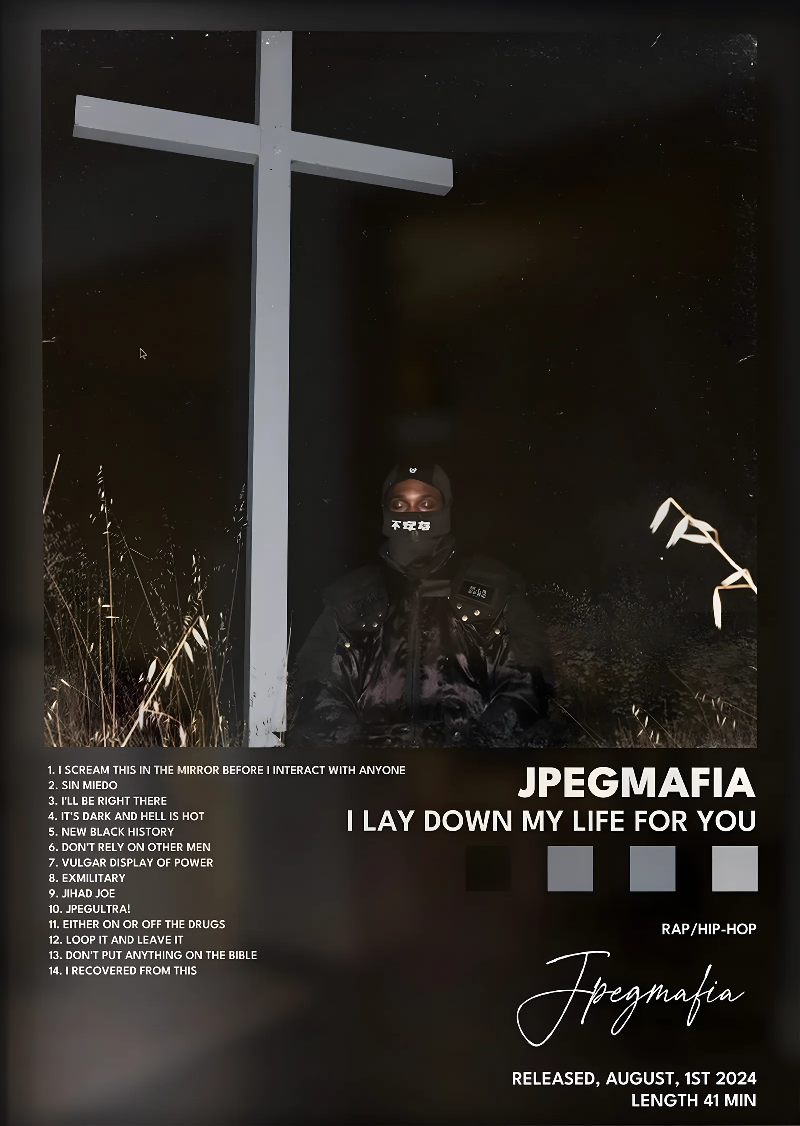JPEGMAFIA: I Lay Down My Life for You metal tablo