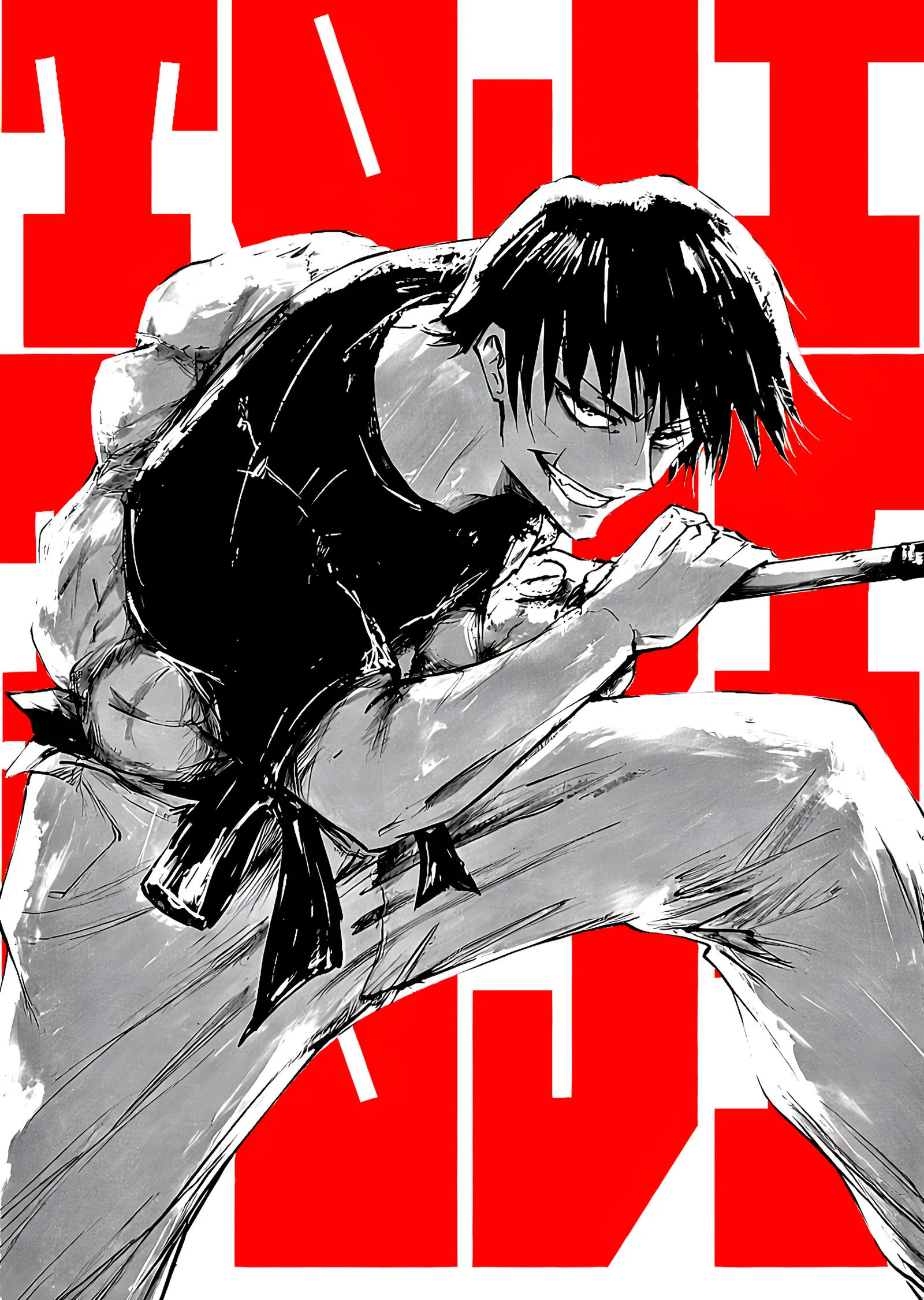 Jujutsu Kaisen - Toji Fushiguro Mürekkep Çizimi metal tablo