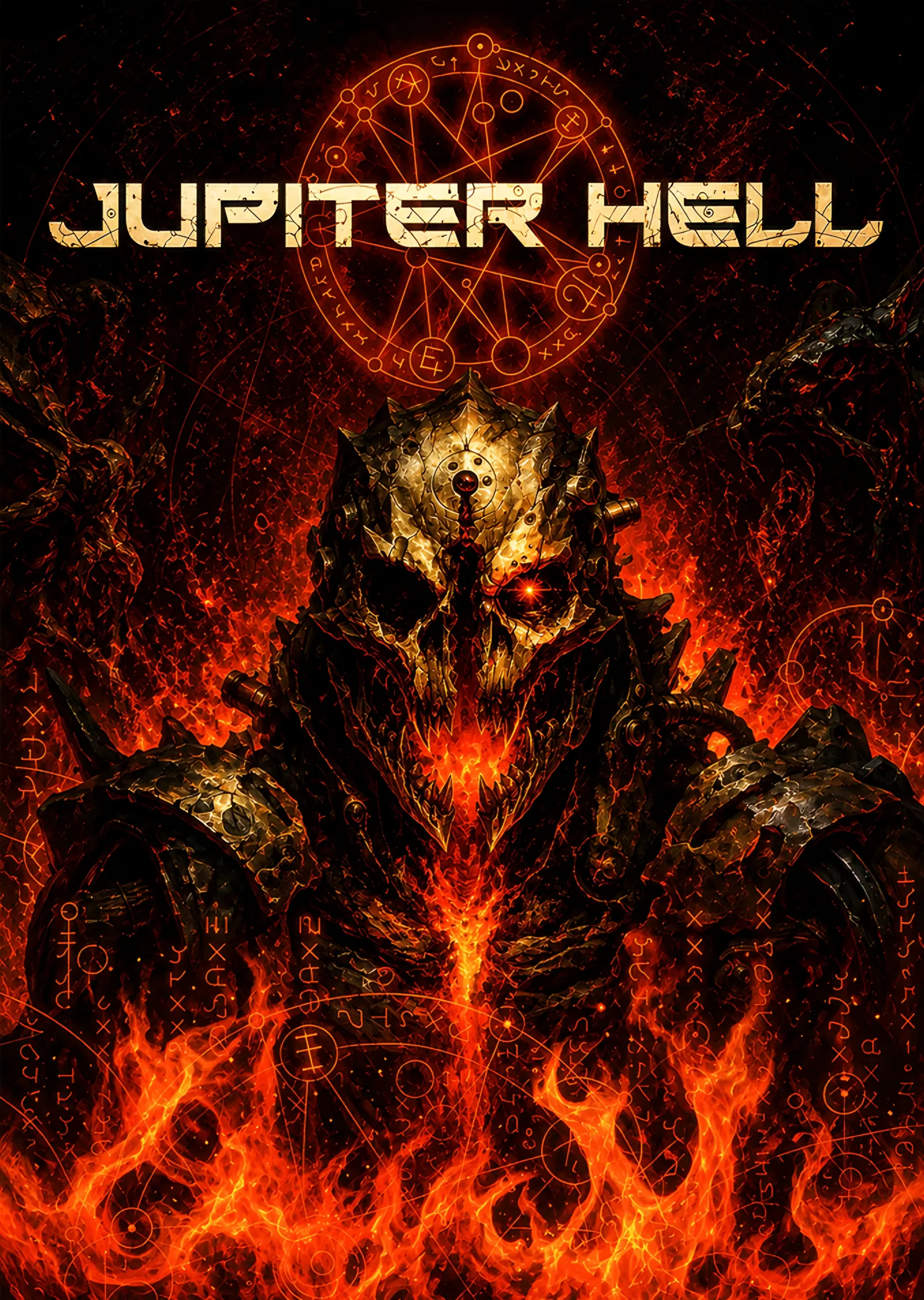 Jupiter Hell: Alevler İçinde İblis Kafası metal tablo